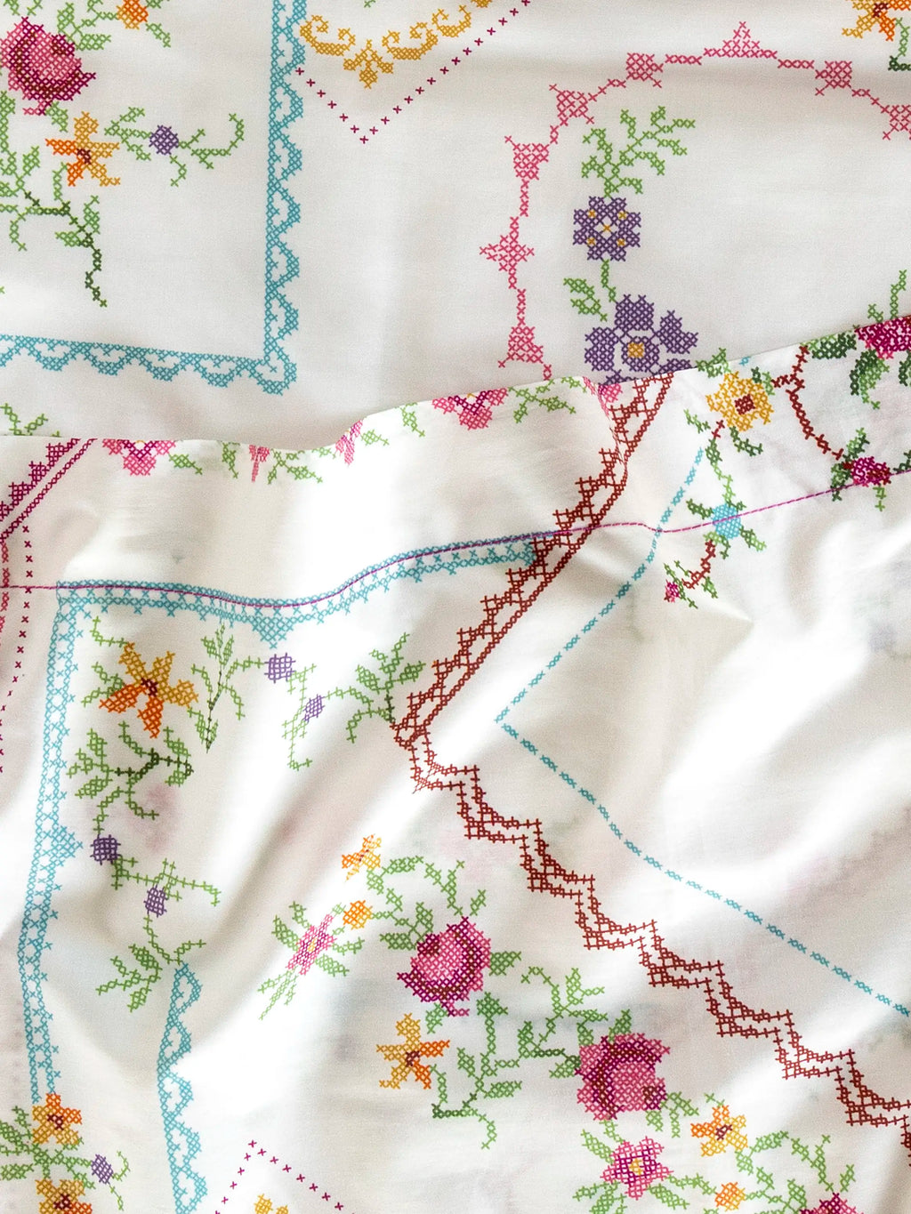 Sooo Soft Cotton Sheet Set - Heirloom Cross Stitch Ivory