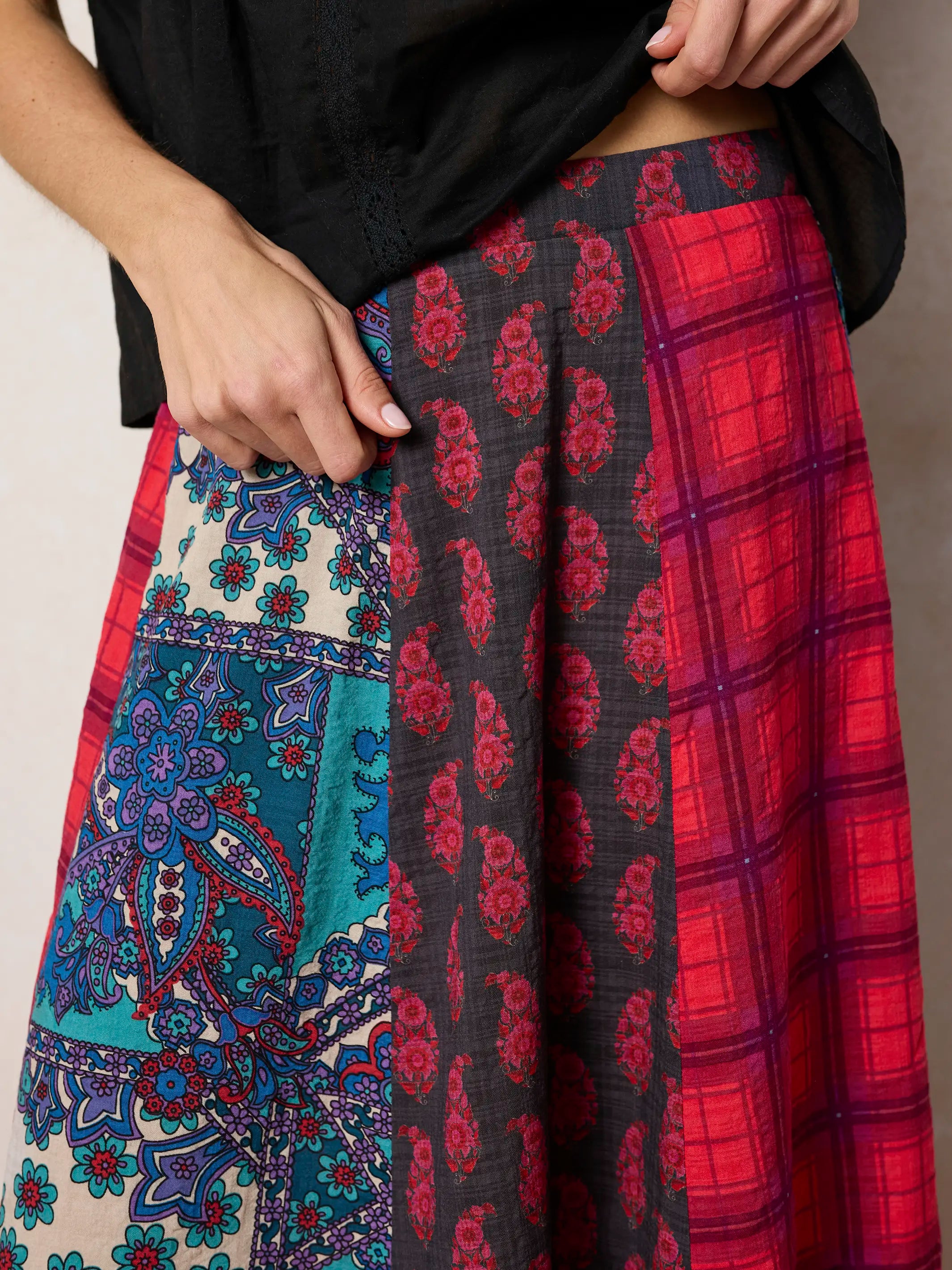 Valentina Maxi Skirt - Teal Mixed Paisley