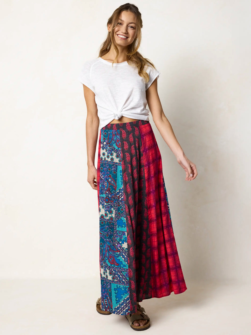 Valentina Maxi Skirt - Teal Mixed Paisley