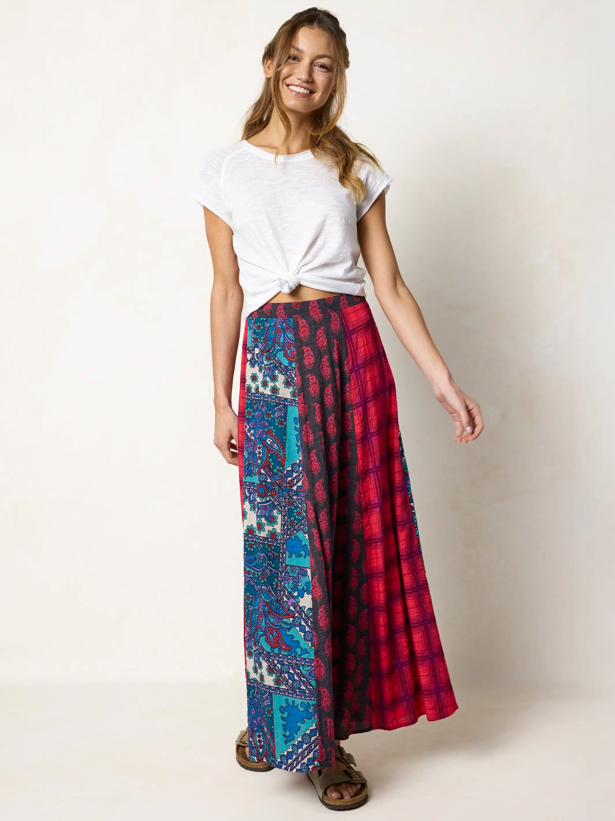 Valentina Maxi Skirt - Teal Mixed Paisley