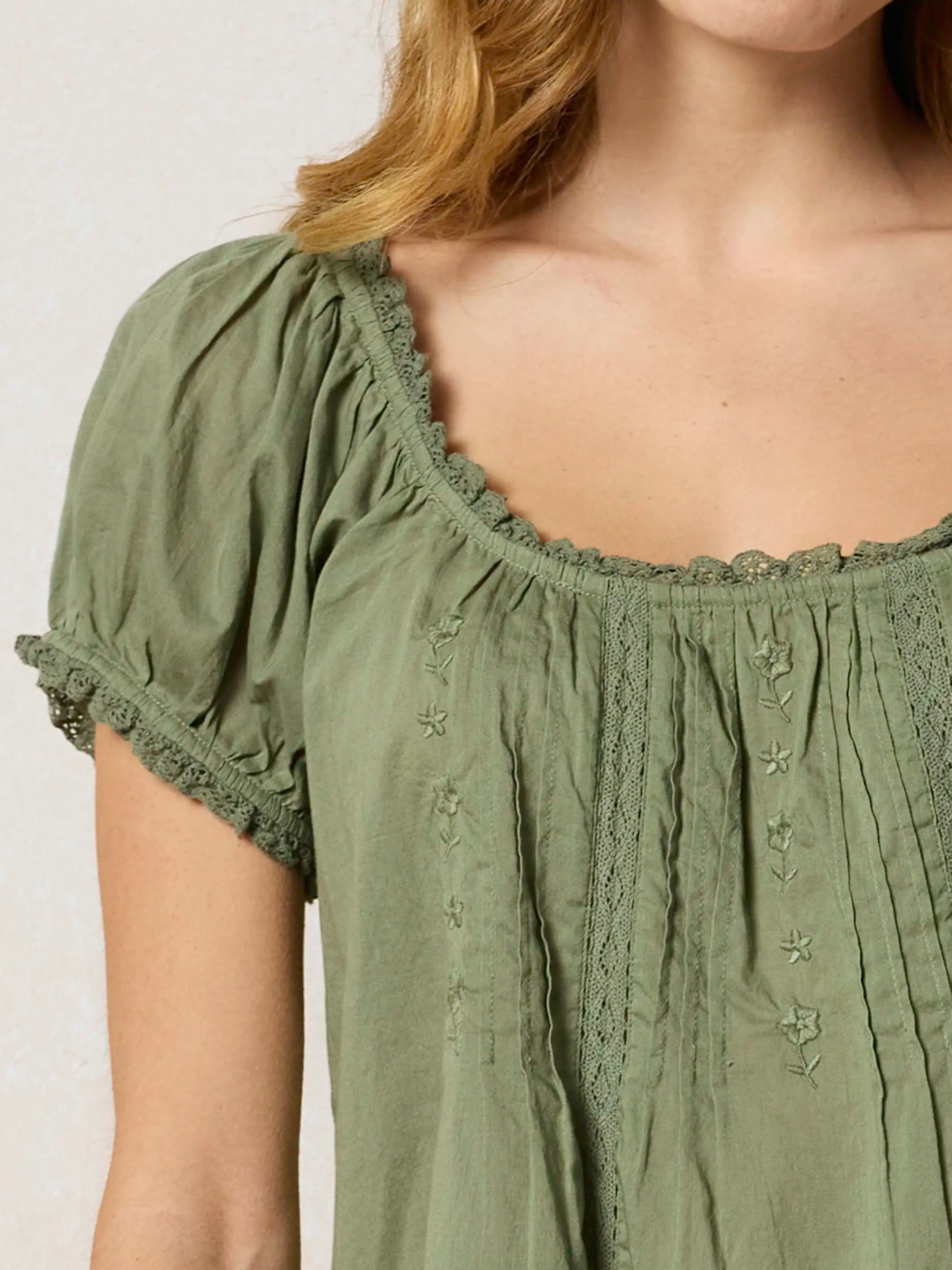 Sweet Nothings Embroidered Cotton Top - Sage