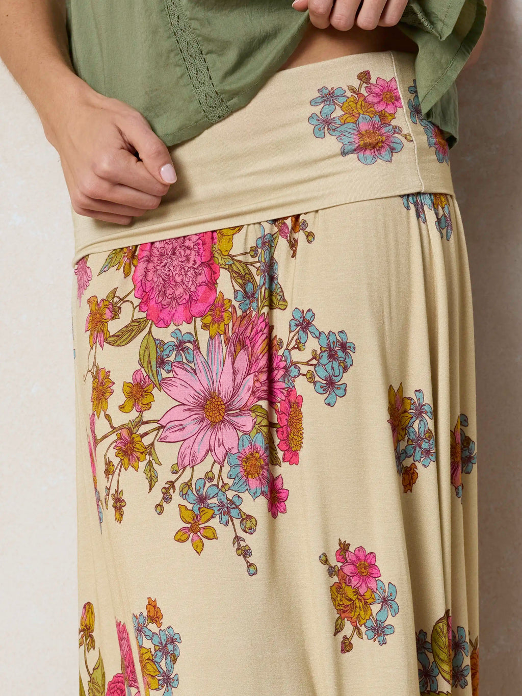 Live-In-It Knit ButterSoft Convertible Maxi Skirt - English Garden Cream