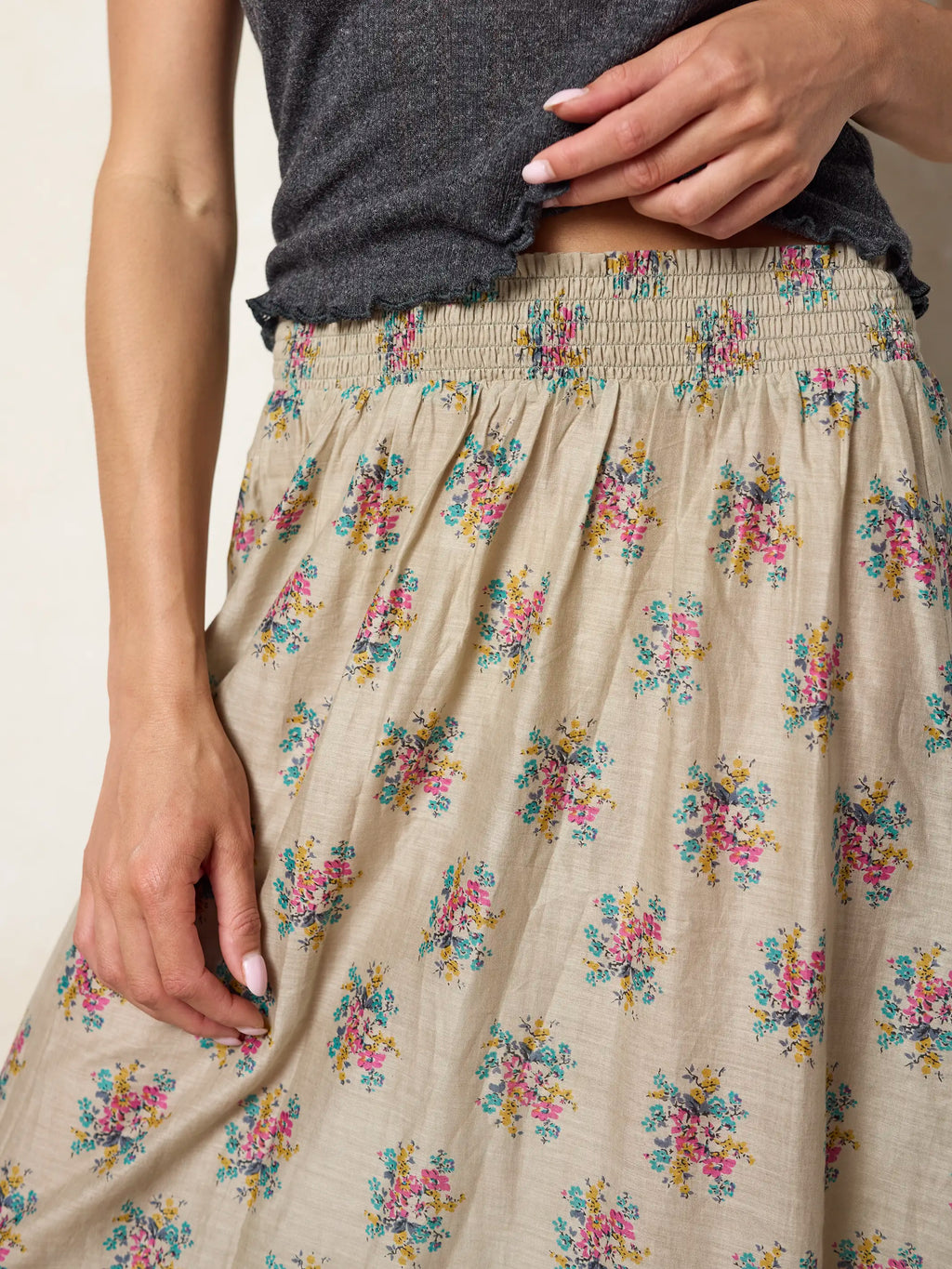 Cotton Skirt-In-A-Bag - Antique Blossoms Beige