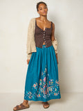 Emory Reversible Cotton Maxi Skirt - Paisley Petals Blue