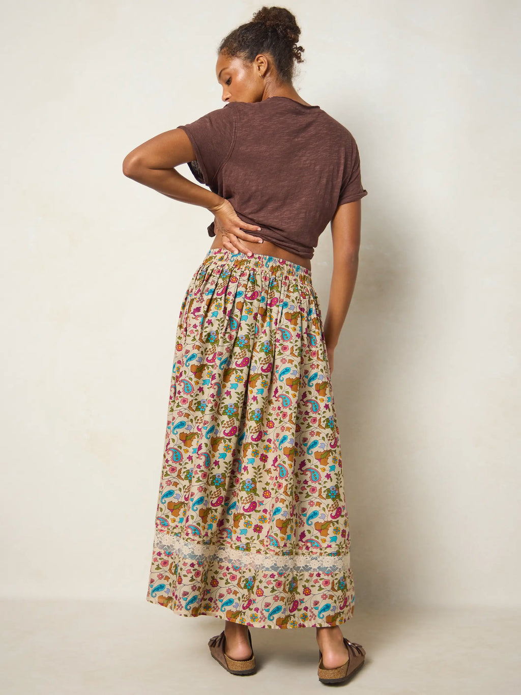 Emory Reversible Cotton Maxi Skirt - Paisley Petals Blue