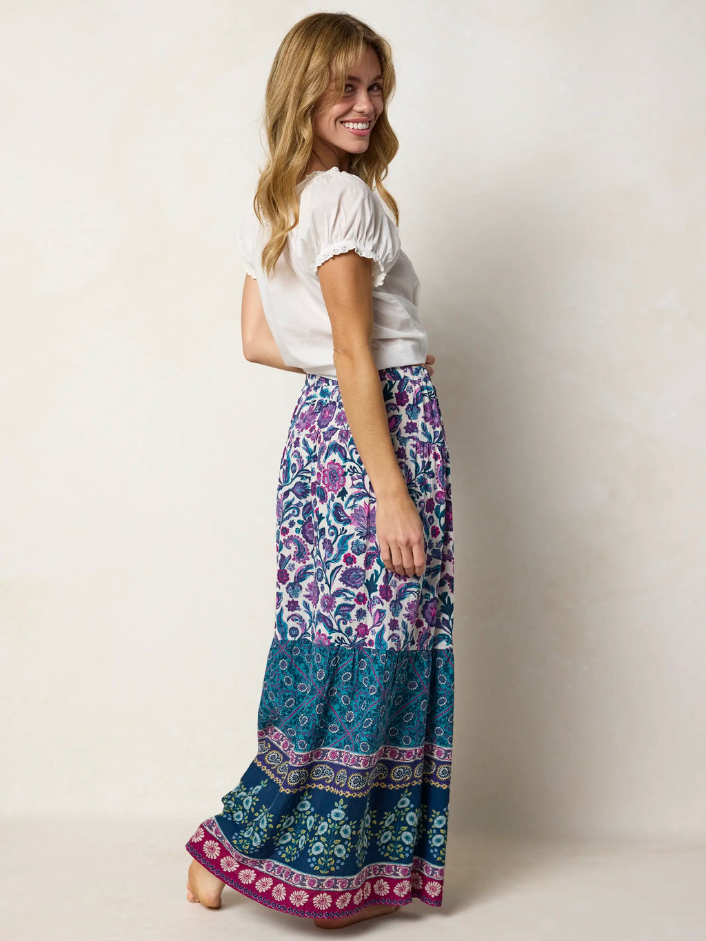 Camille Maxi Skirt - Sunnyfield Floral Purple