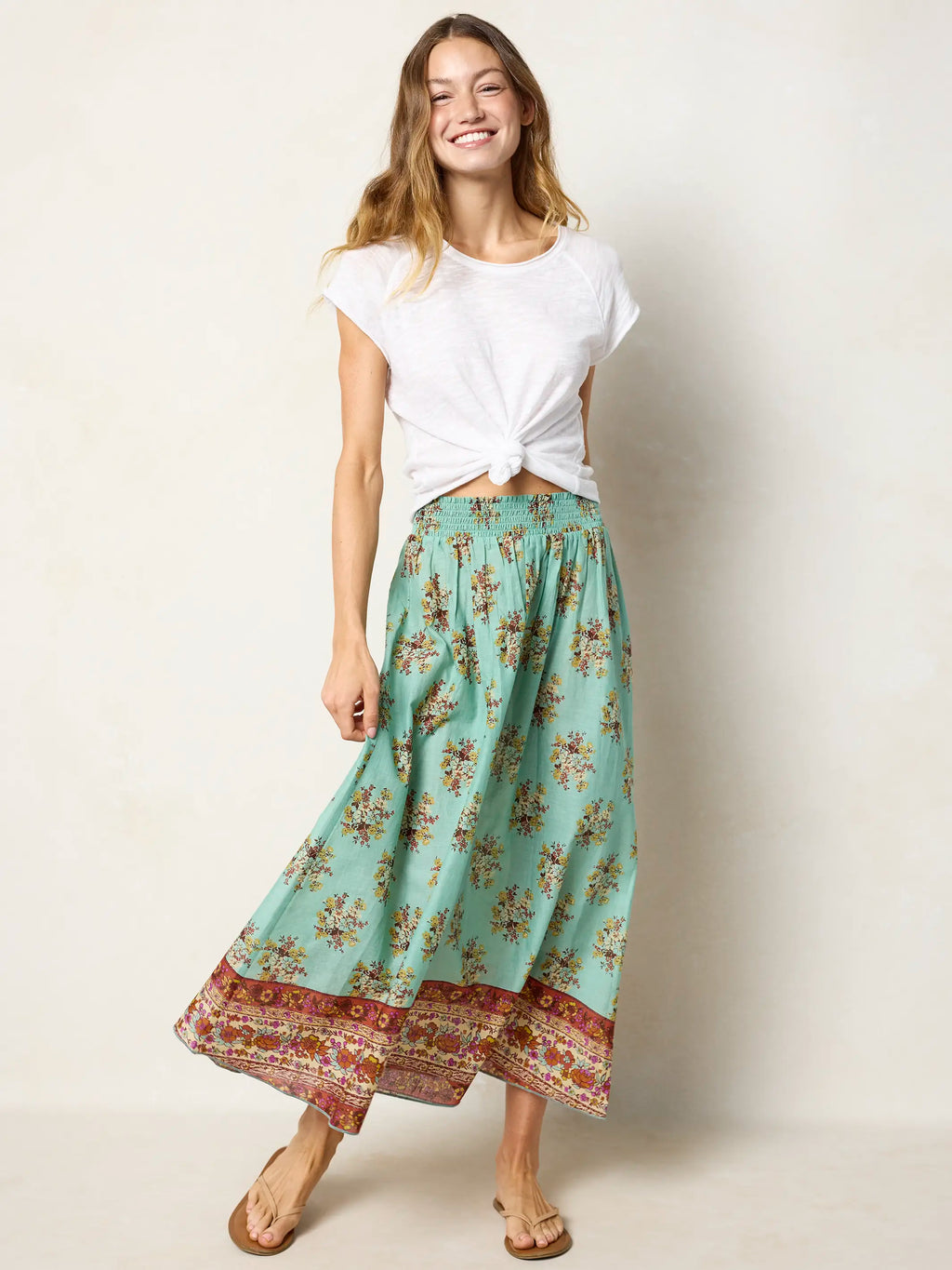 Cotton Skirt-In-A-Bag - Riviera Floral Aqua