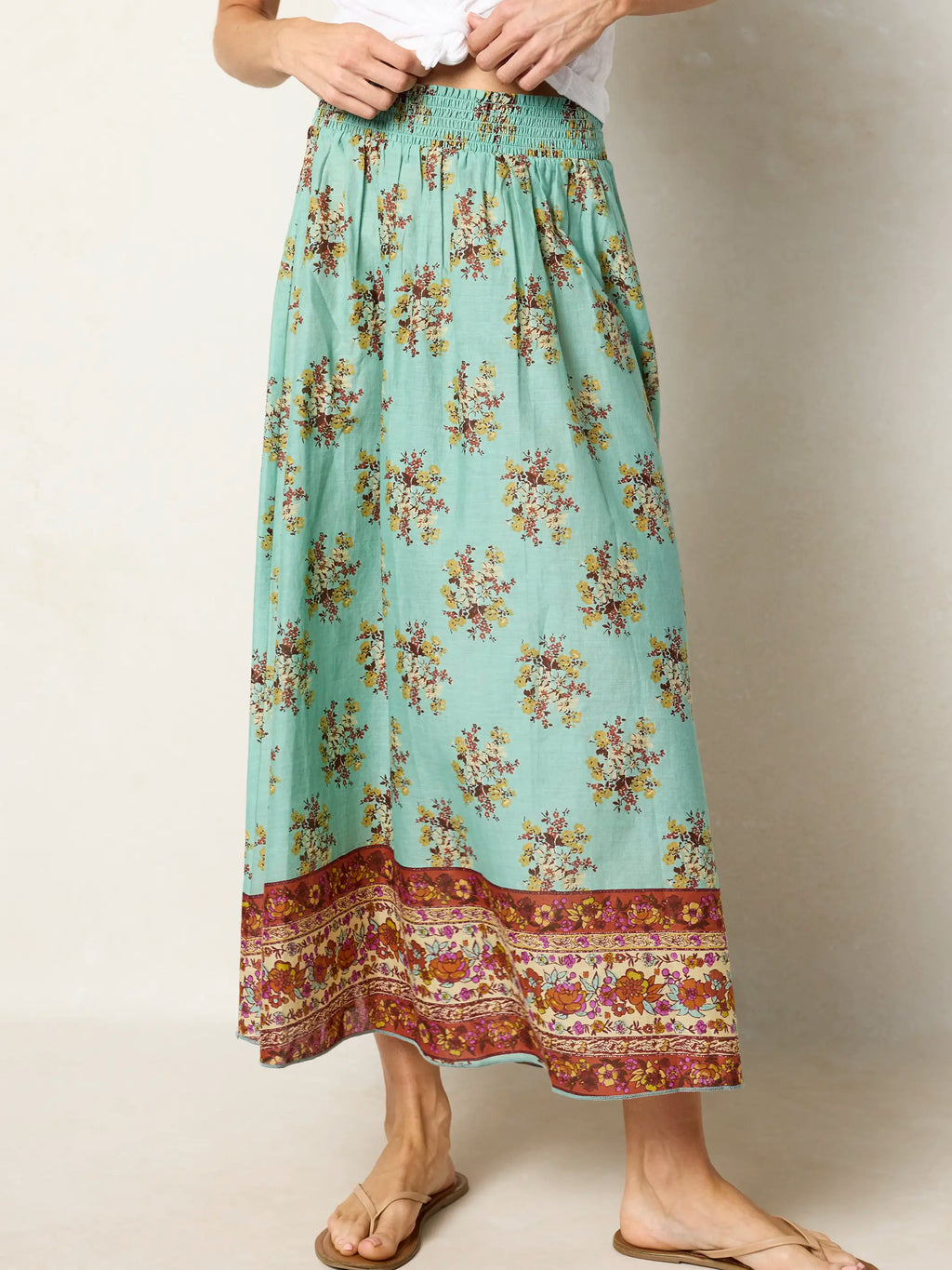 Cotton Skirt-In-A-Bag - Riviera Floral Aqua