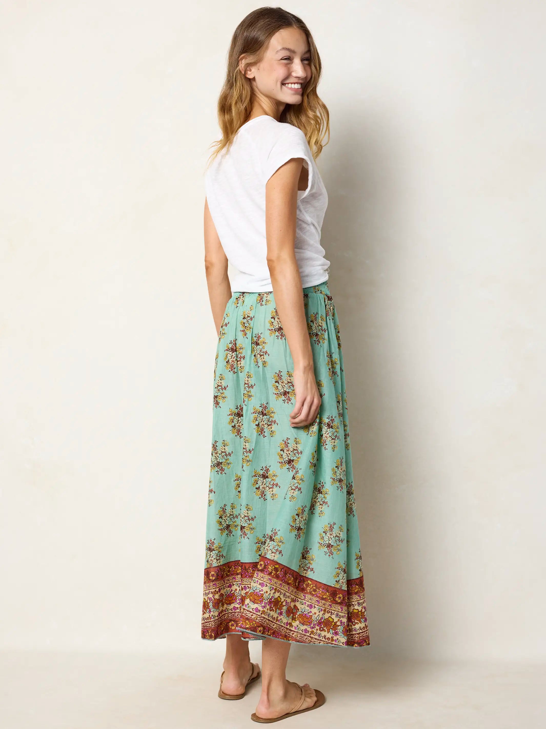 Cotton Skirt-In-A-Bag - Riviera Floral Aqua