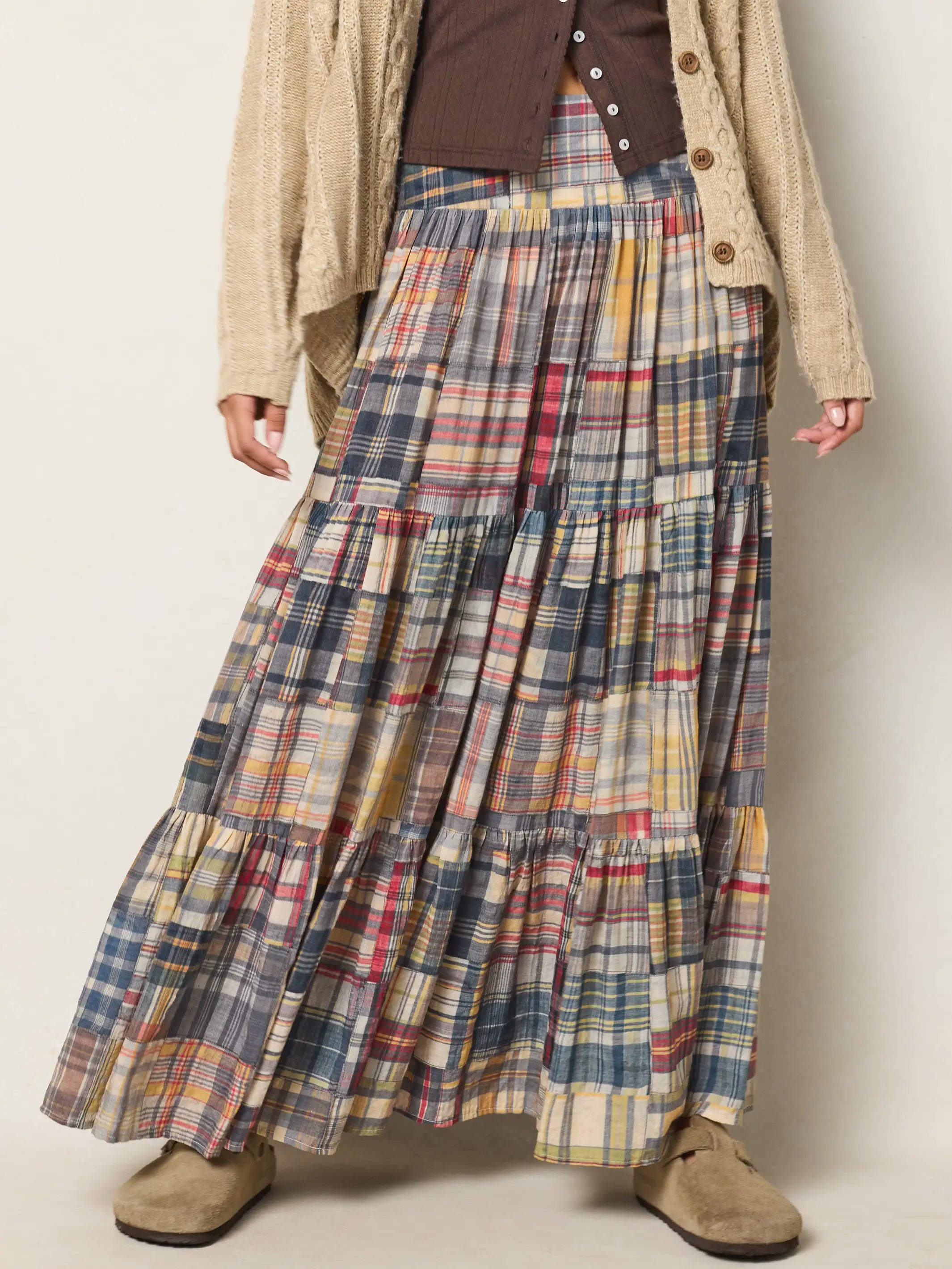 Hanna Convertible Maxi Skirt - Greenfield Madras Multi