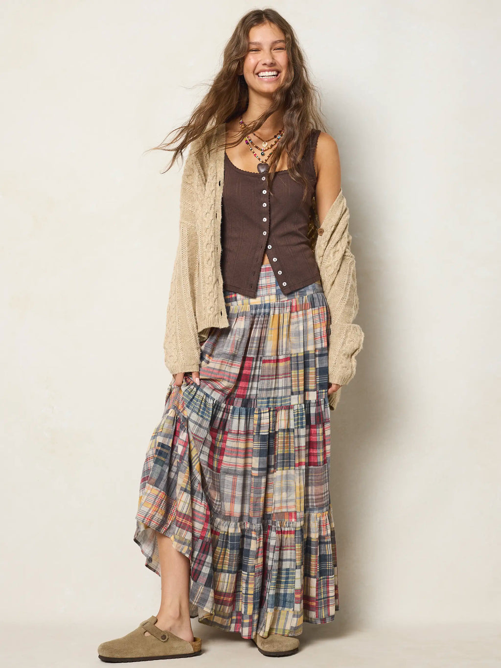 Hanna Convertible Maxi Skirt - Greenfield Madras Multi