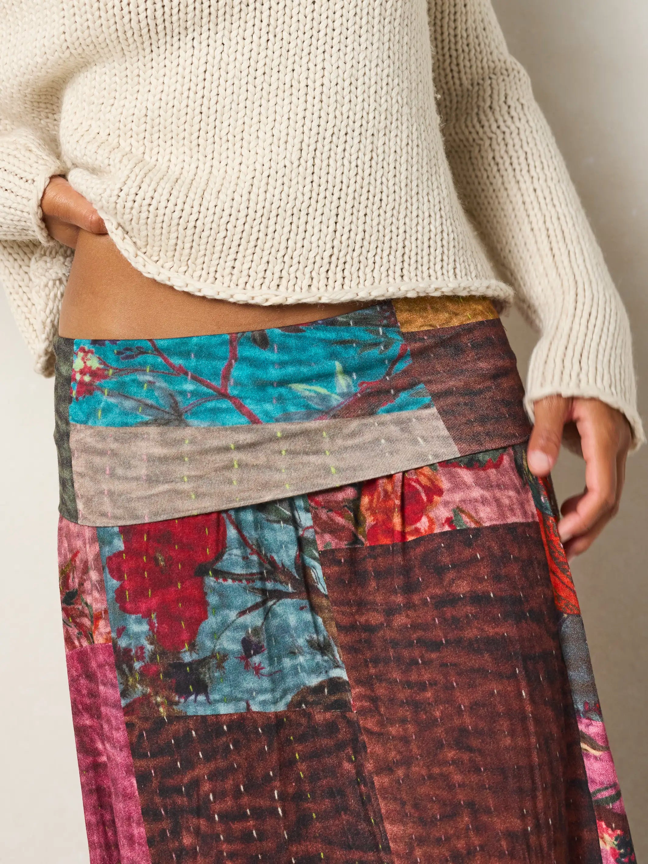 Live-In-It Knit ButterSoft Convertible Maxi Skirt - Jewel Quilt Multi