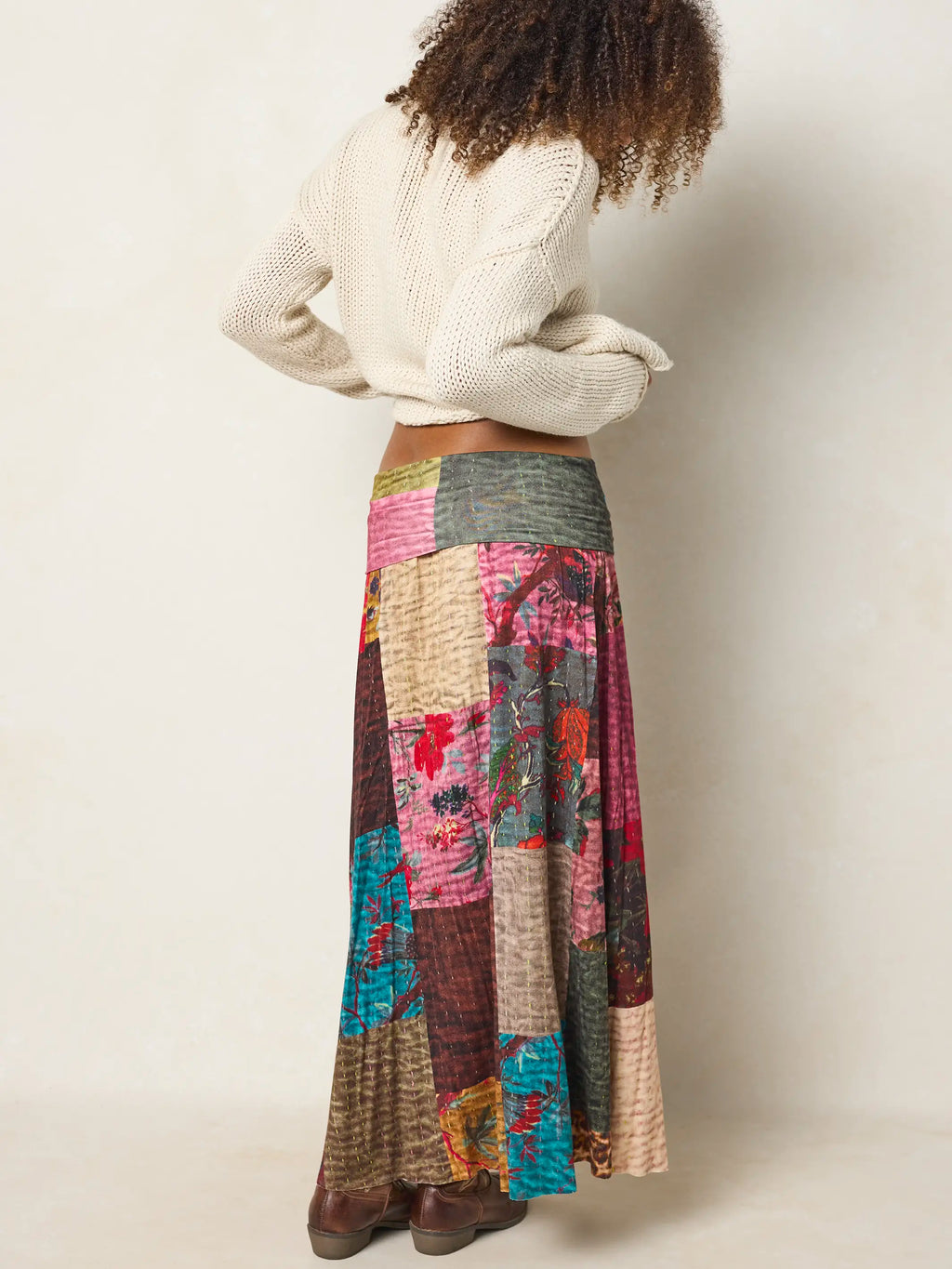 Live-In-It Knit ButterSoft Convertible Maxi Skirt - Jewel Quilt Multi