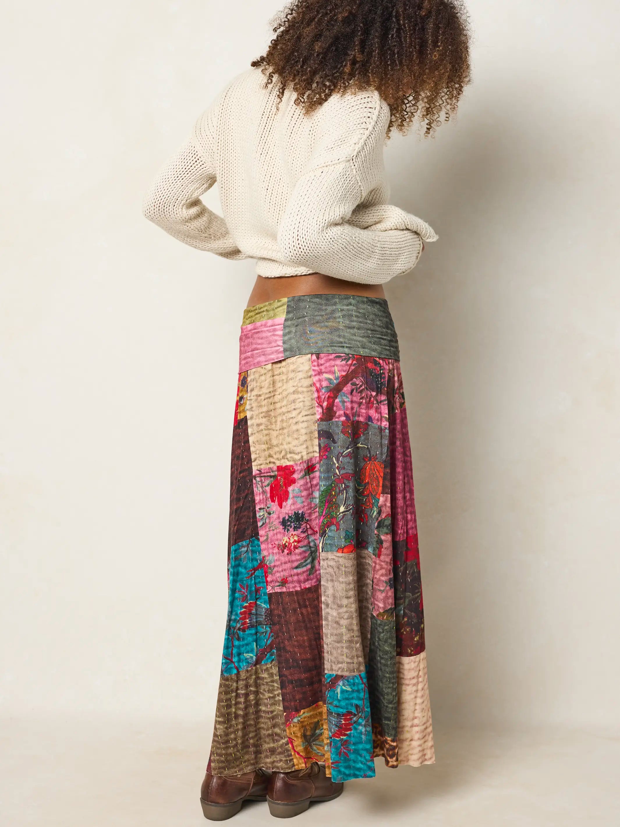 Live-In-It Knit ButterSoft Convertible Maxi Skirt - Jewel Quilt Multi