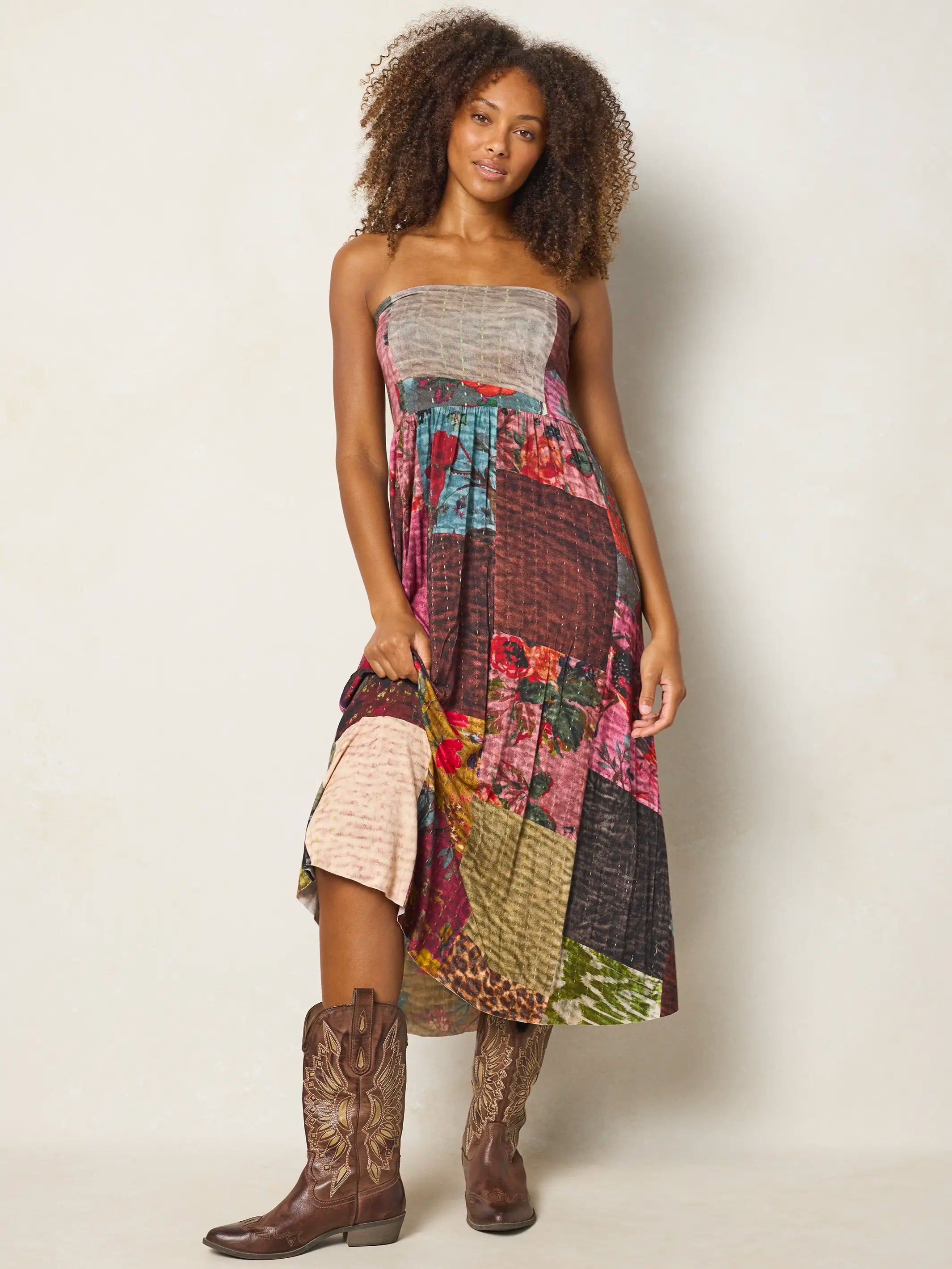 Live-In-It Knit ButterSoft Convertible Maxi Skirt - Jewel Quilt Multi