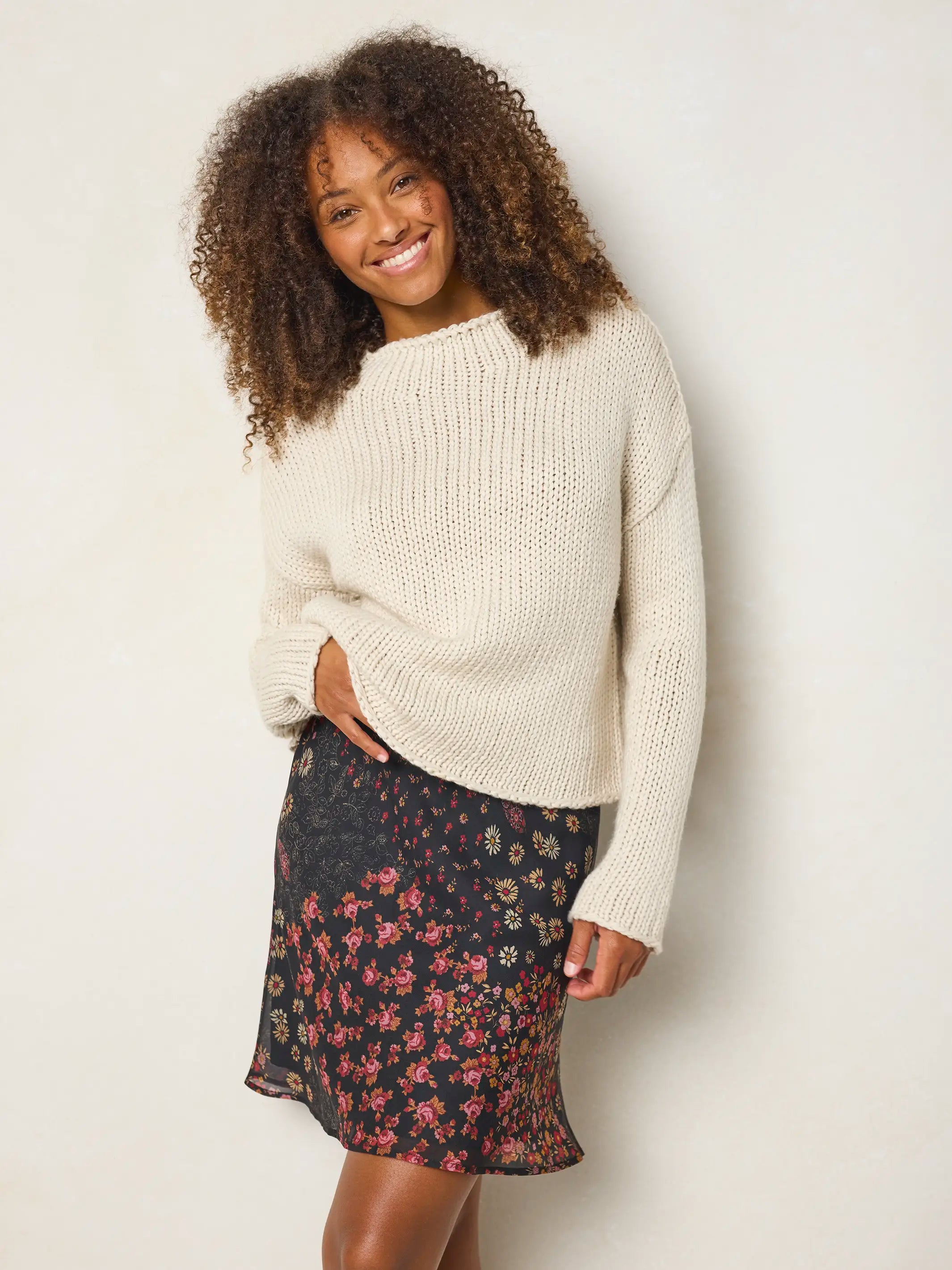 Sweetest Mini Slip Skirt - Ditsy Patchwork Black