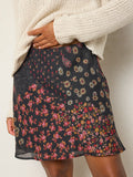 Sweetest Mini Slip Skirt - Ditsy Patchwork Black