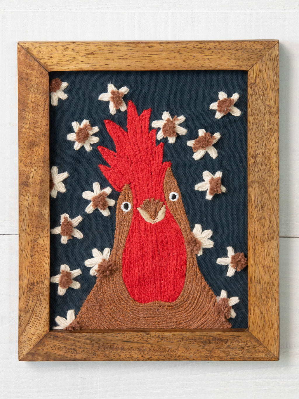 Framed Cotton Embroidered Art - Chicken