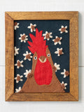 Framed Cotton Embroidered Art - Chicken
