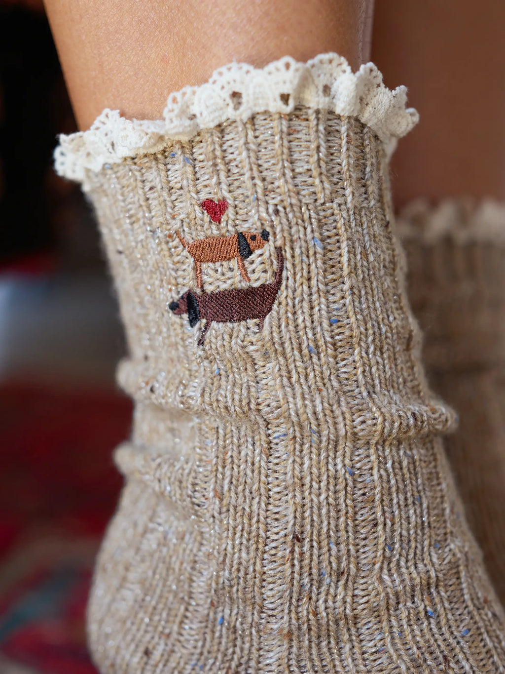 Little Things Embroidered Socks - Dog