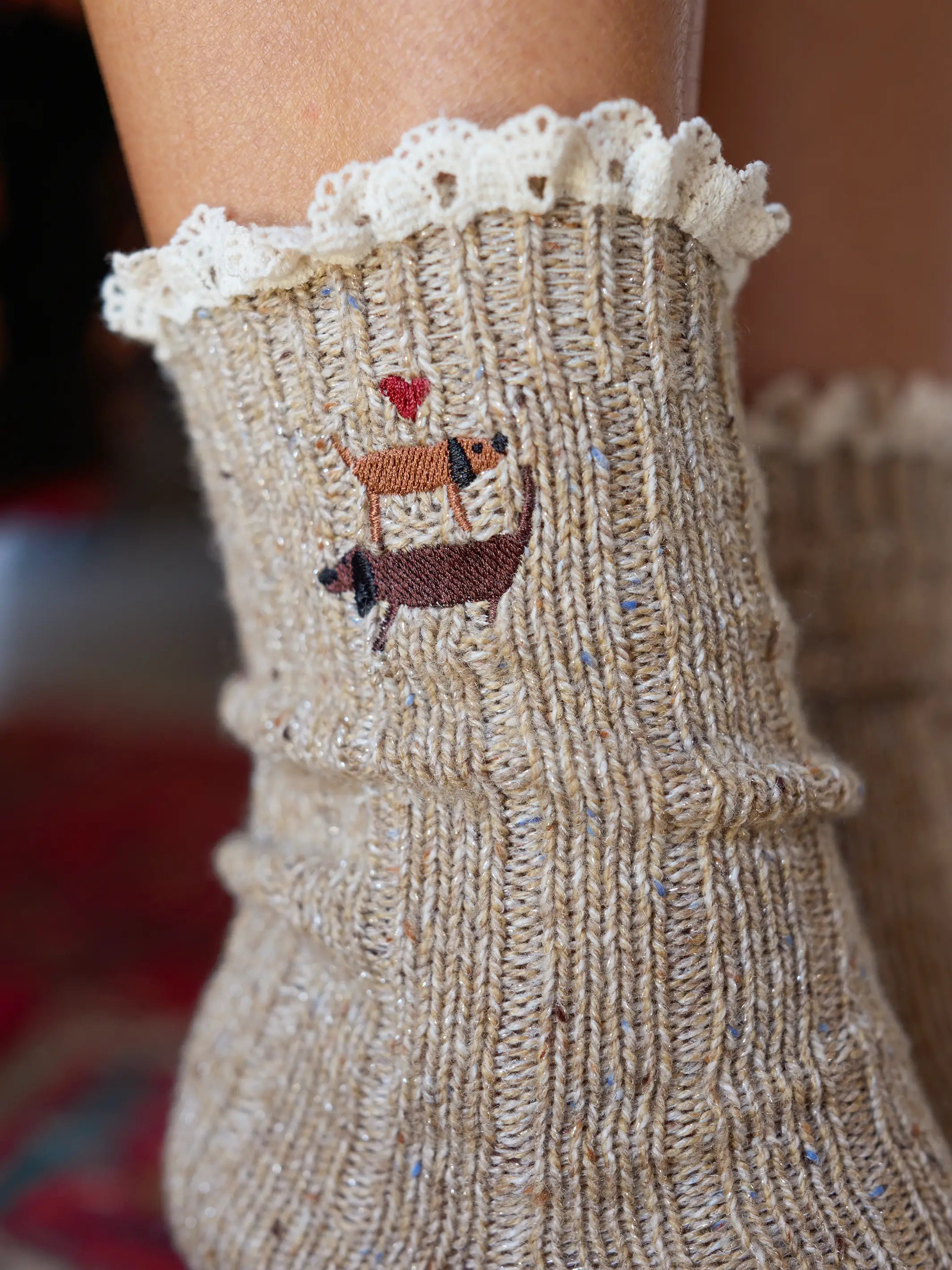 Little Things Embroidered Socks - Dog