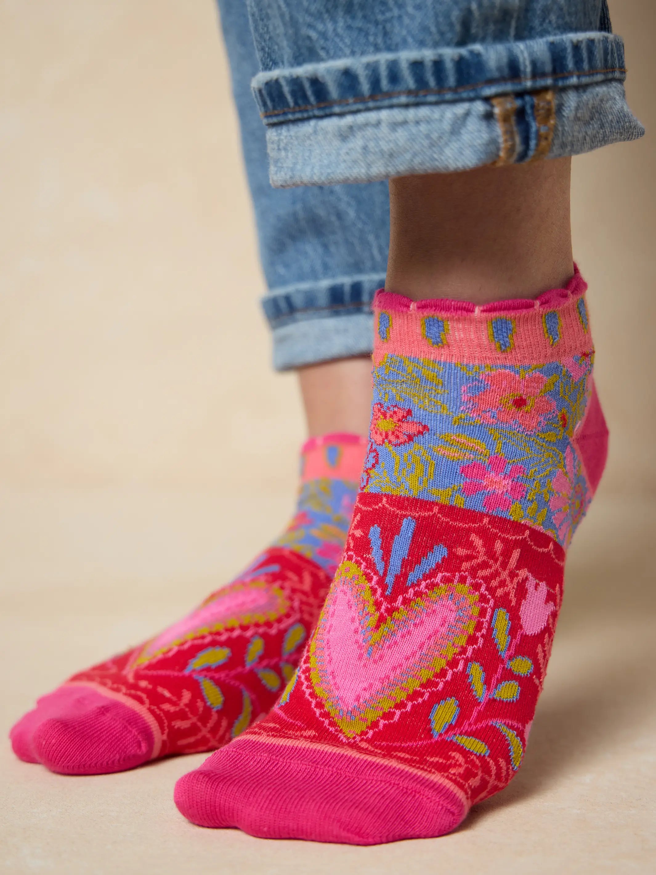 Boho Ankle Socks, Set of 3 - Hearts