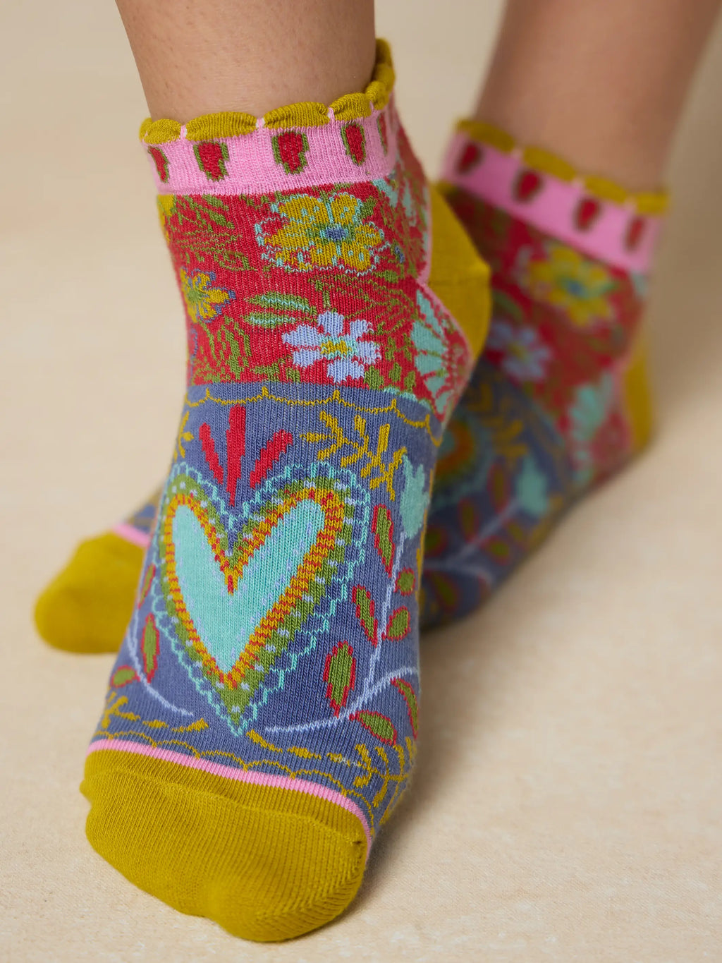 Boho Ankle Socks, Set of 3 - Hearts