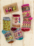 Boxed Boho Sock Set, Set of 3 - Blue Cat