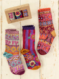 Boxed Boho Sock Set, Set of 3 - Striped Floral