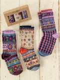 Boxed Boho Sock Set, Set of 3 - Purple Coffee Cups