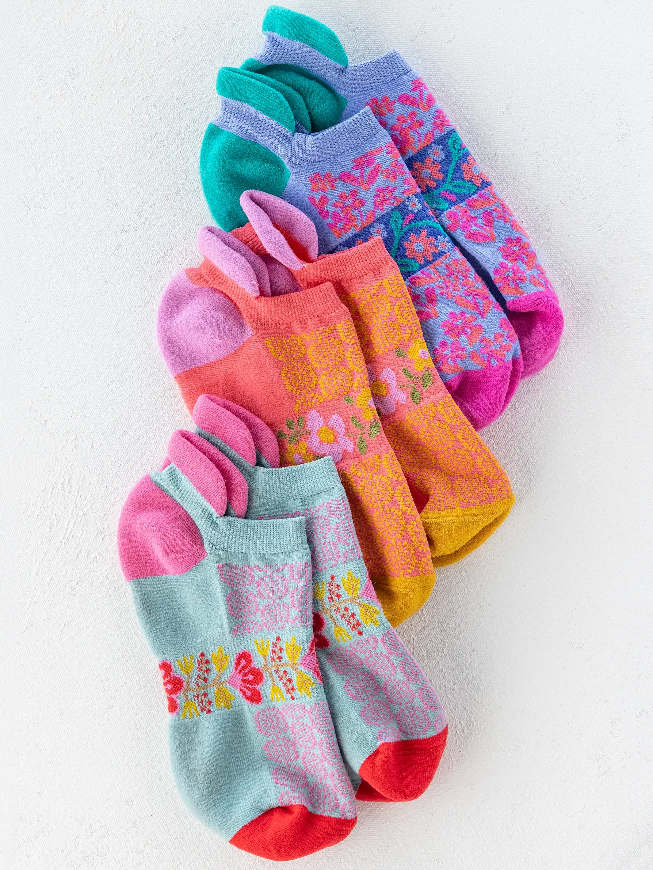 Favorite Fitness Socks, Set of 3 - Coral