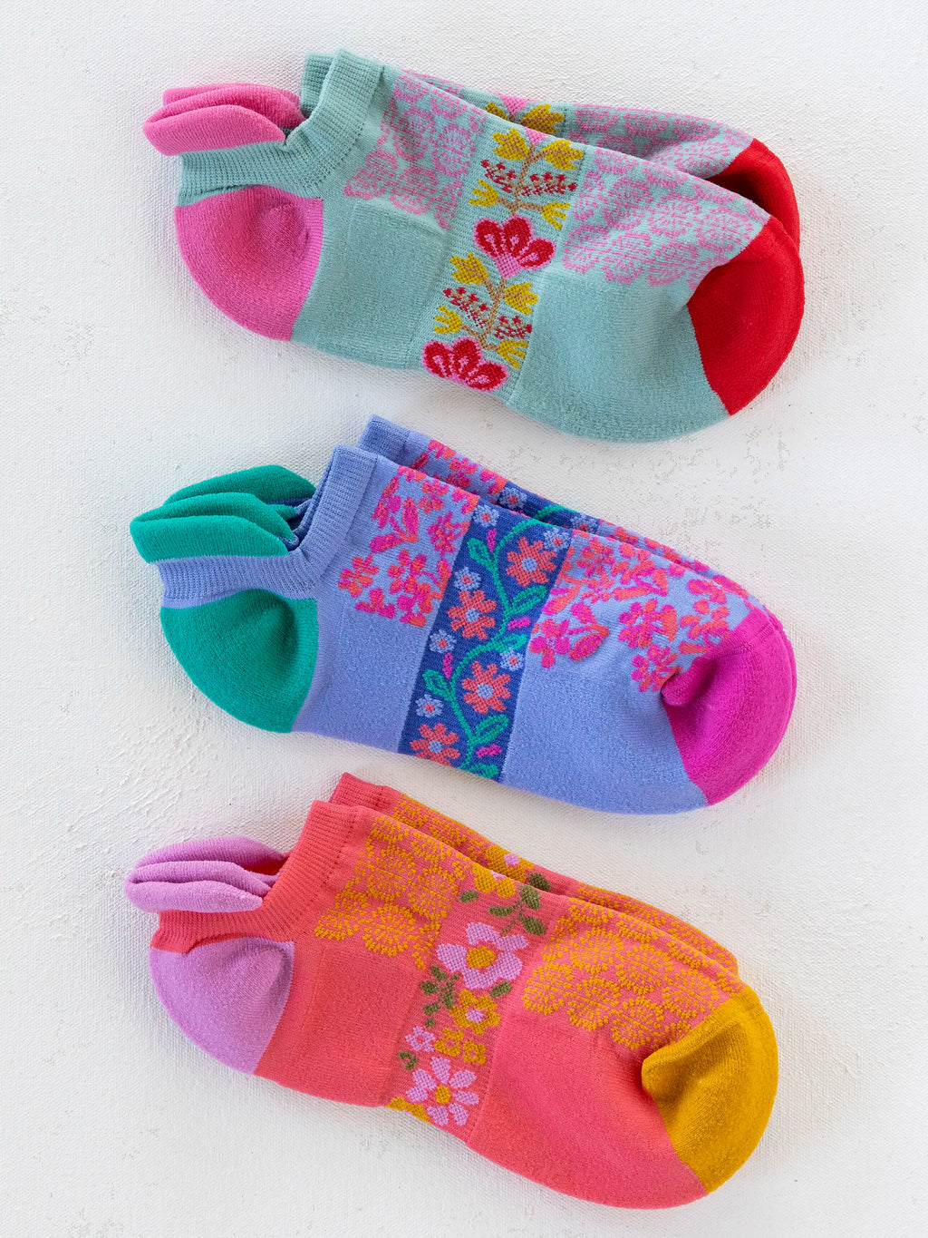 Favorite Fitness Socks, Set of 3 - Coral