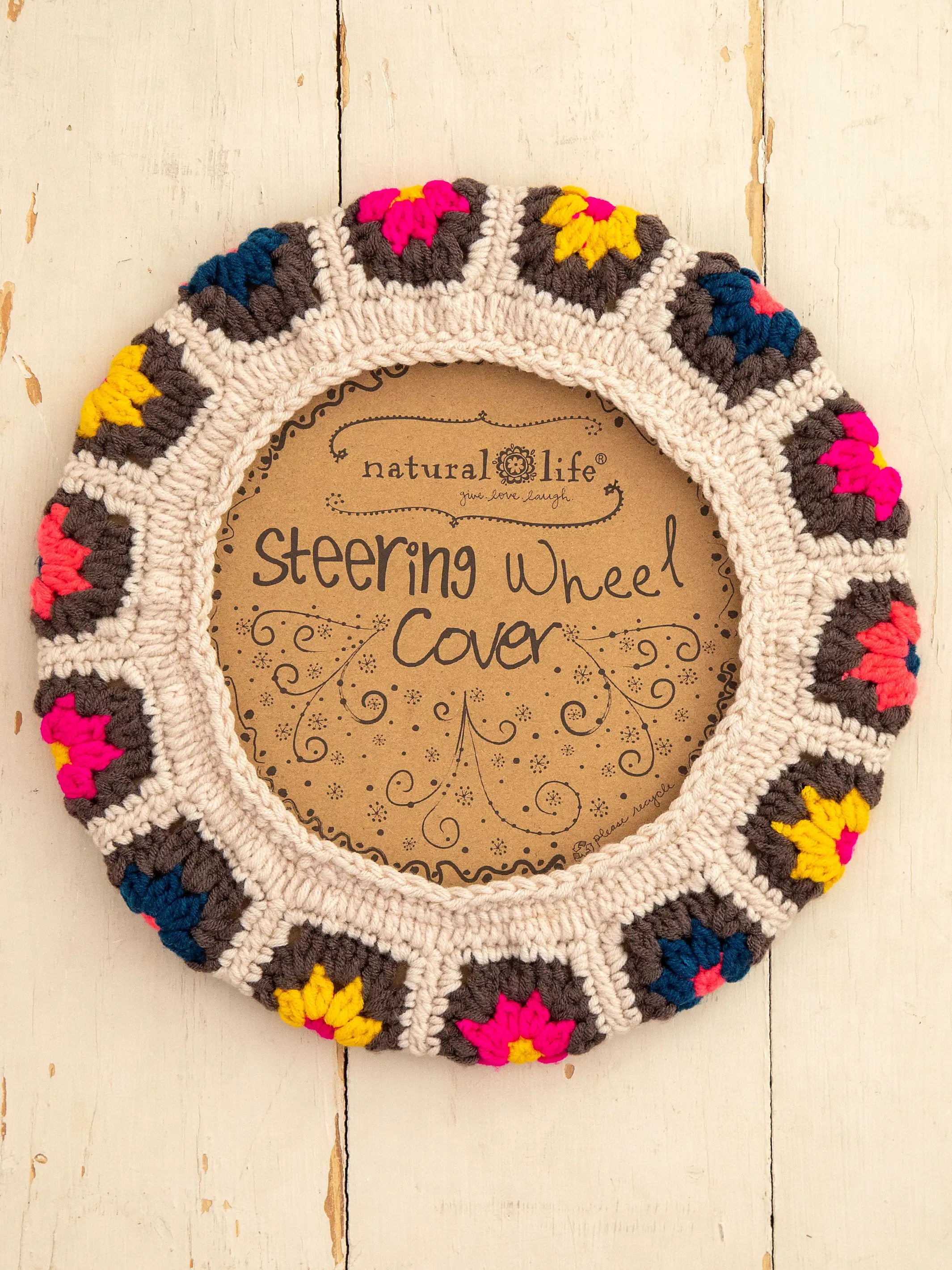 Crochet Steering Wheel Cover, 15 - Cream