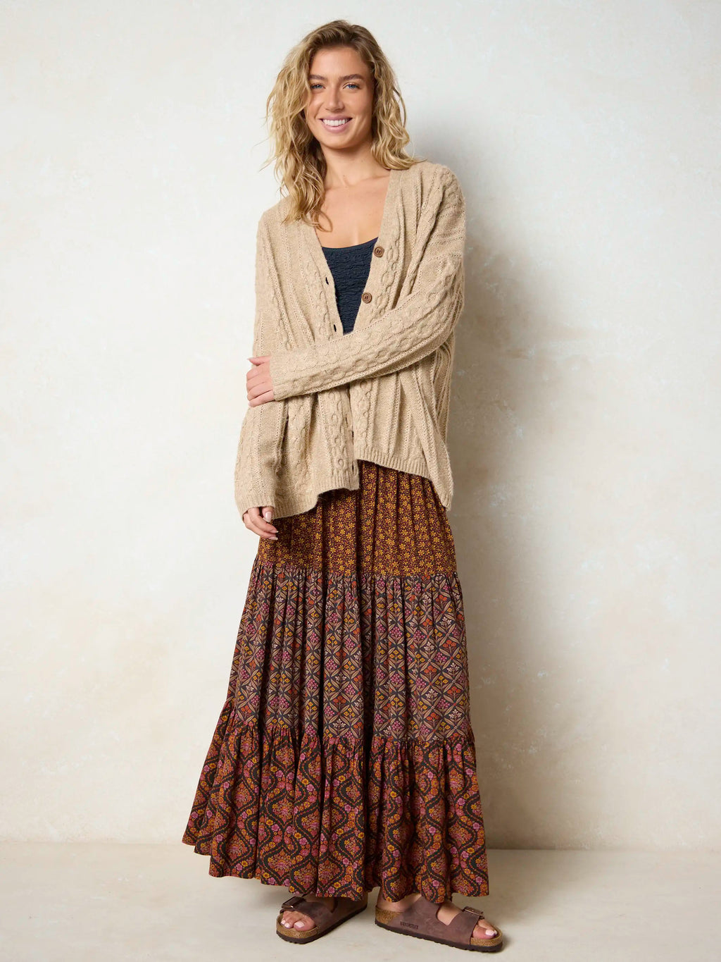 Hanna Convertible Maxi Skirt - Nouveau Blossoms Black