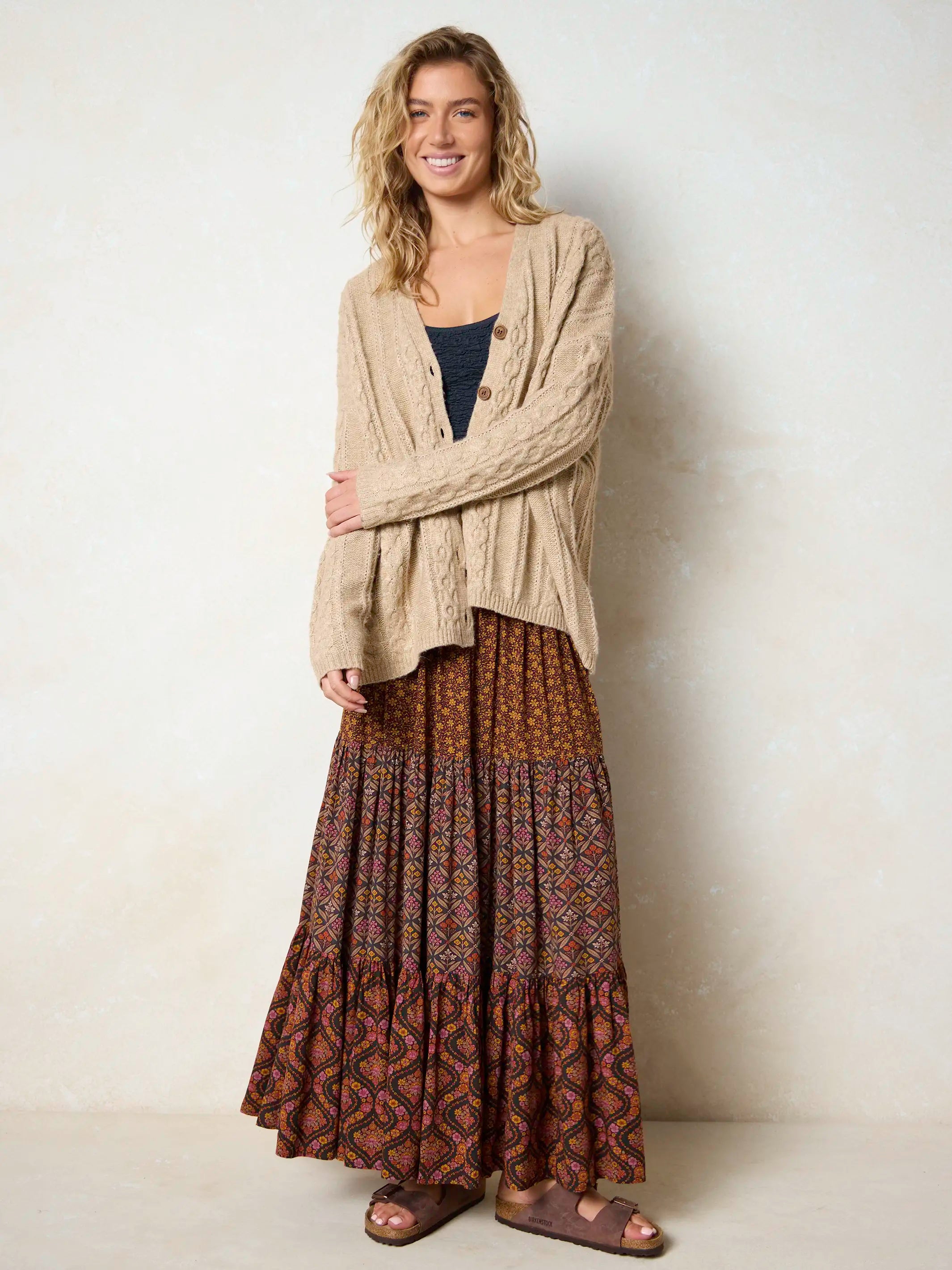 Hanna Convertible Maxi Skirt - Nouveau Blossoms Black