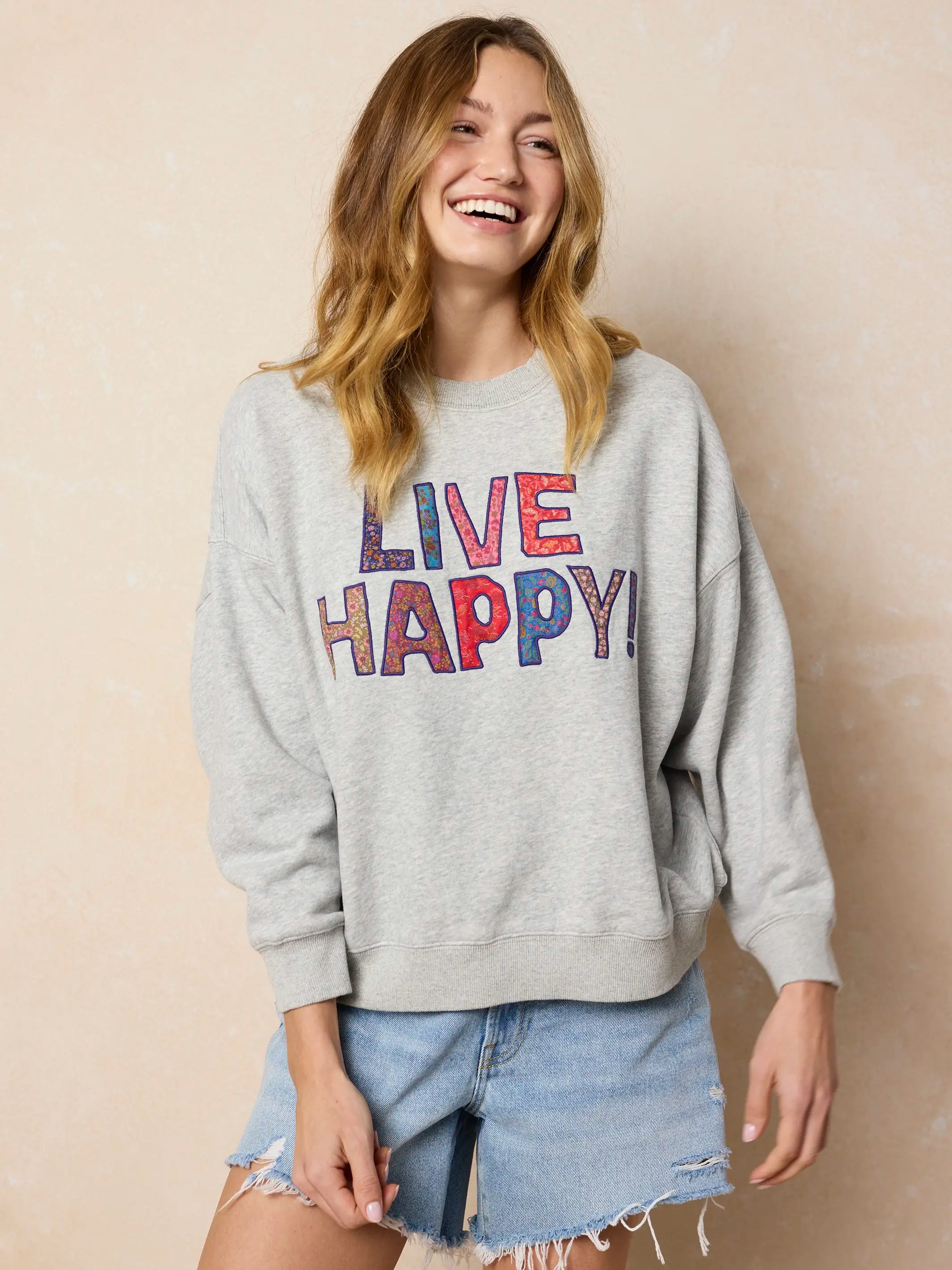 Marlowe Applique Sweatshirt - Live Happy