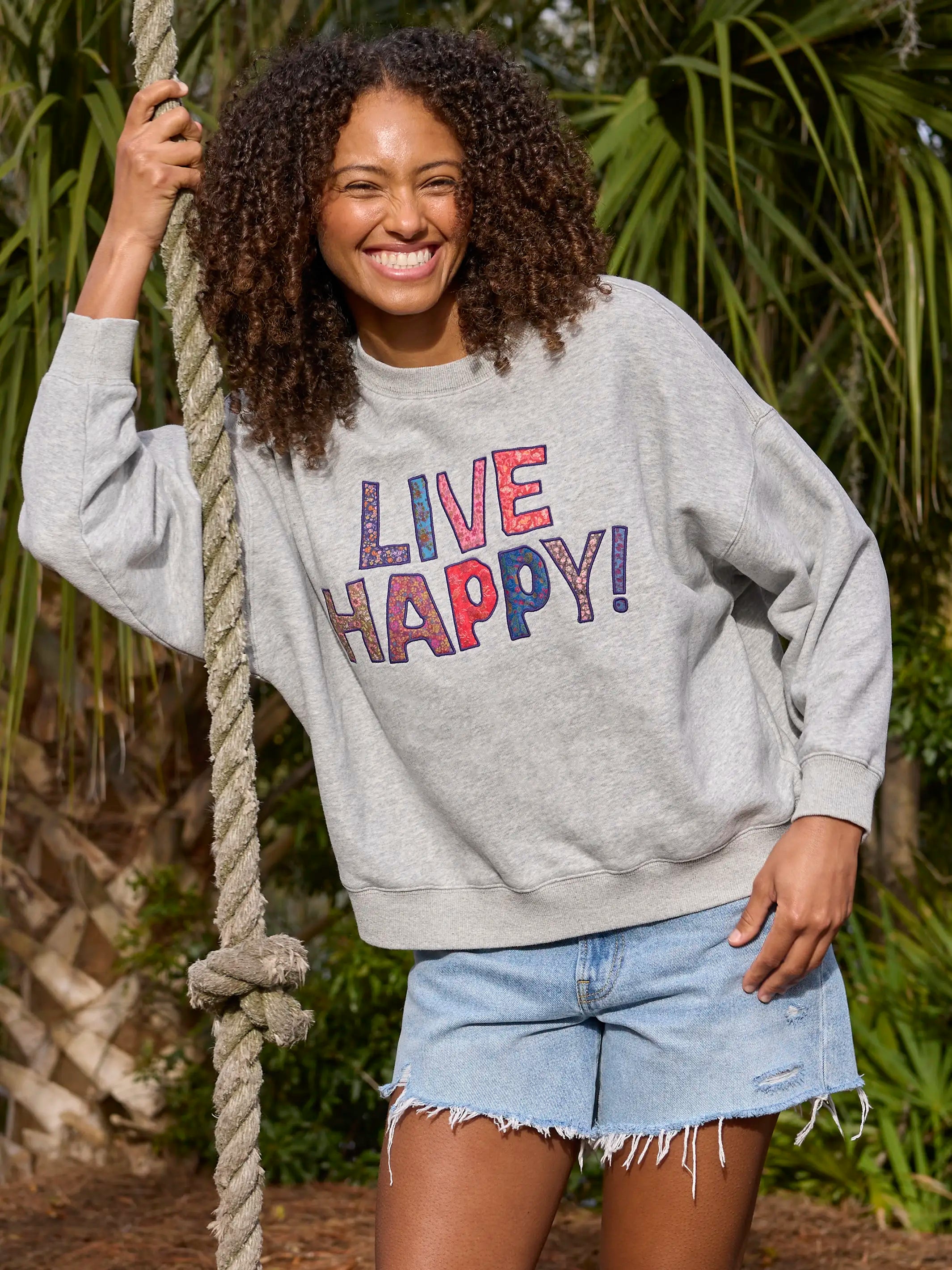 Marlowe Applique Sweatshirt - Live Happy