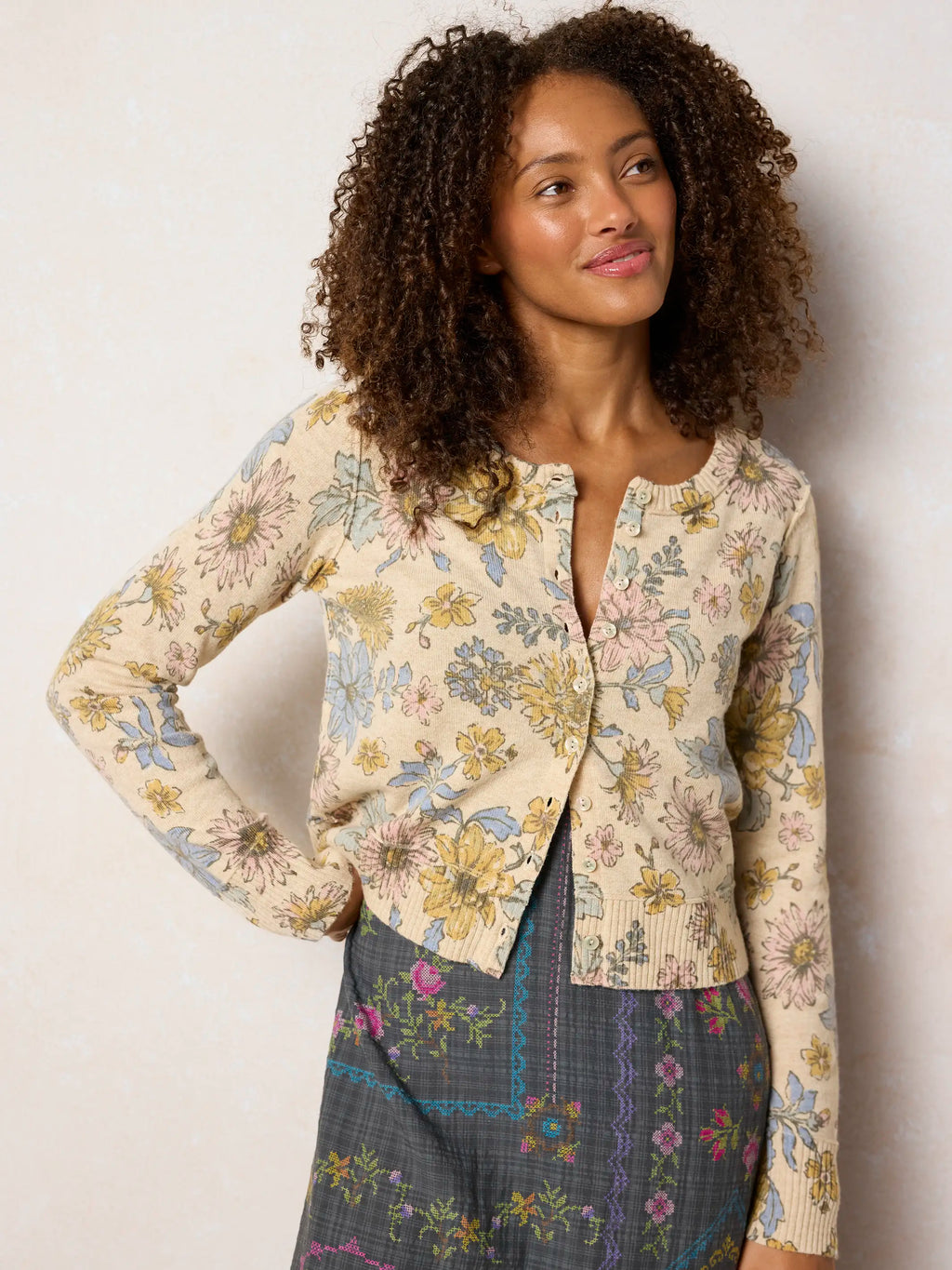 Your Everything Cardigan Sweater - Ivory Dahlia Floral