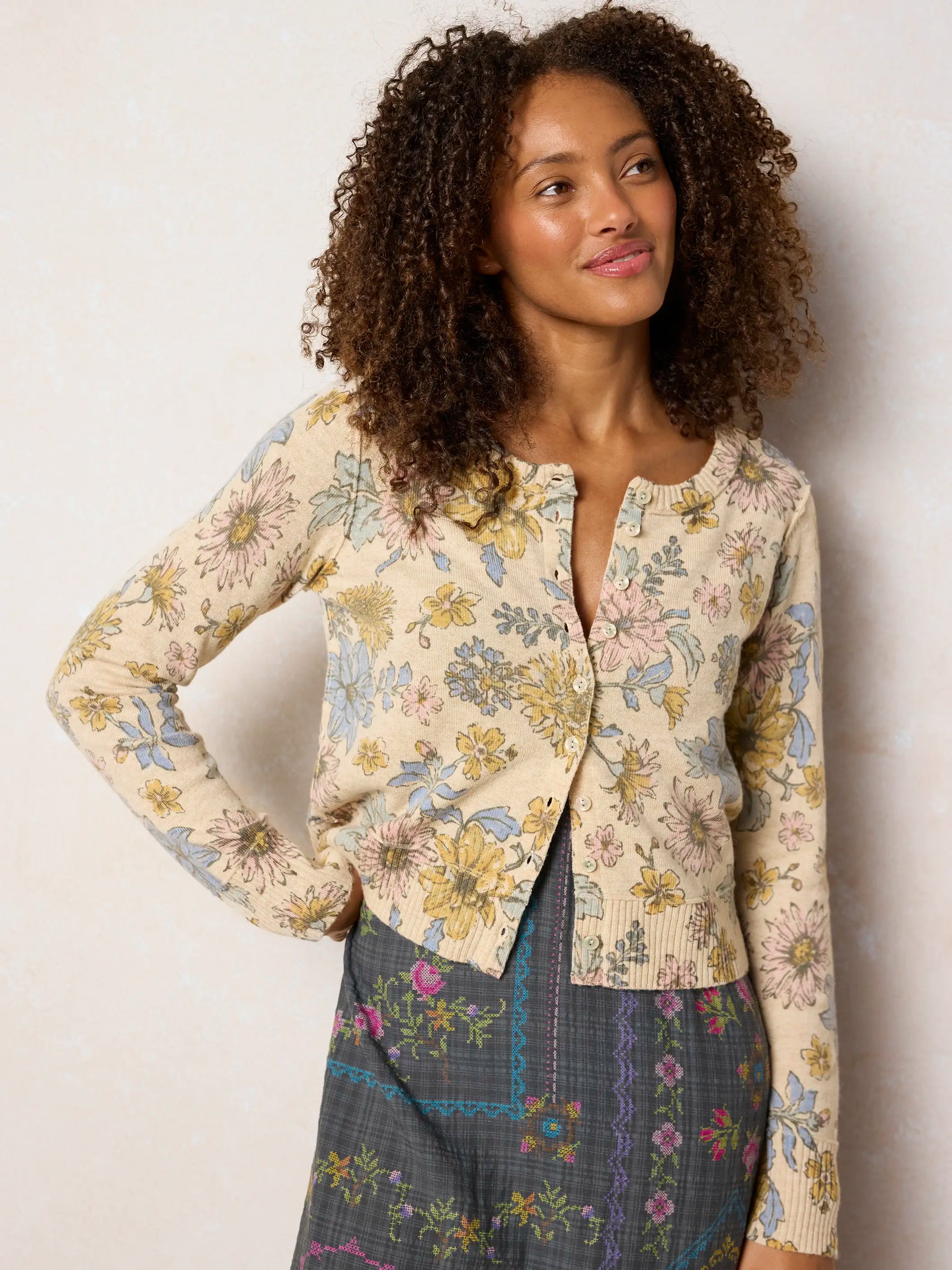 Your Everything Cardigan Sweater - Ivory Dahlia Floral