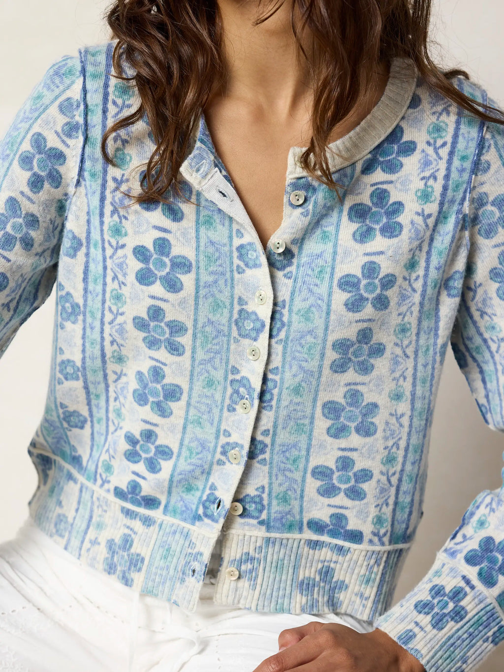 Your Everything Cardigan Sweater - Lima Stripe Light Grey