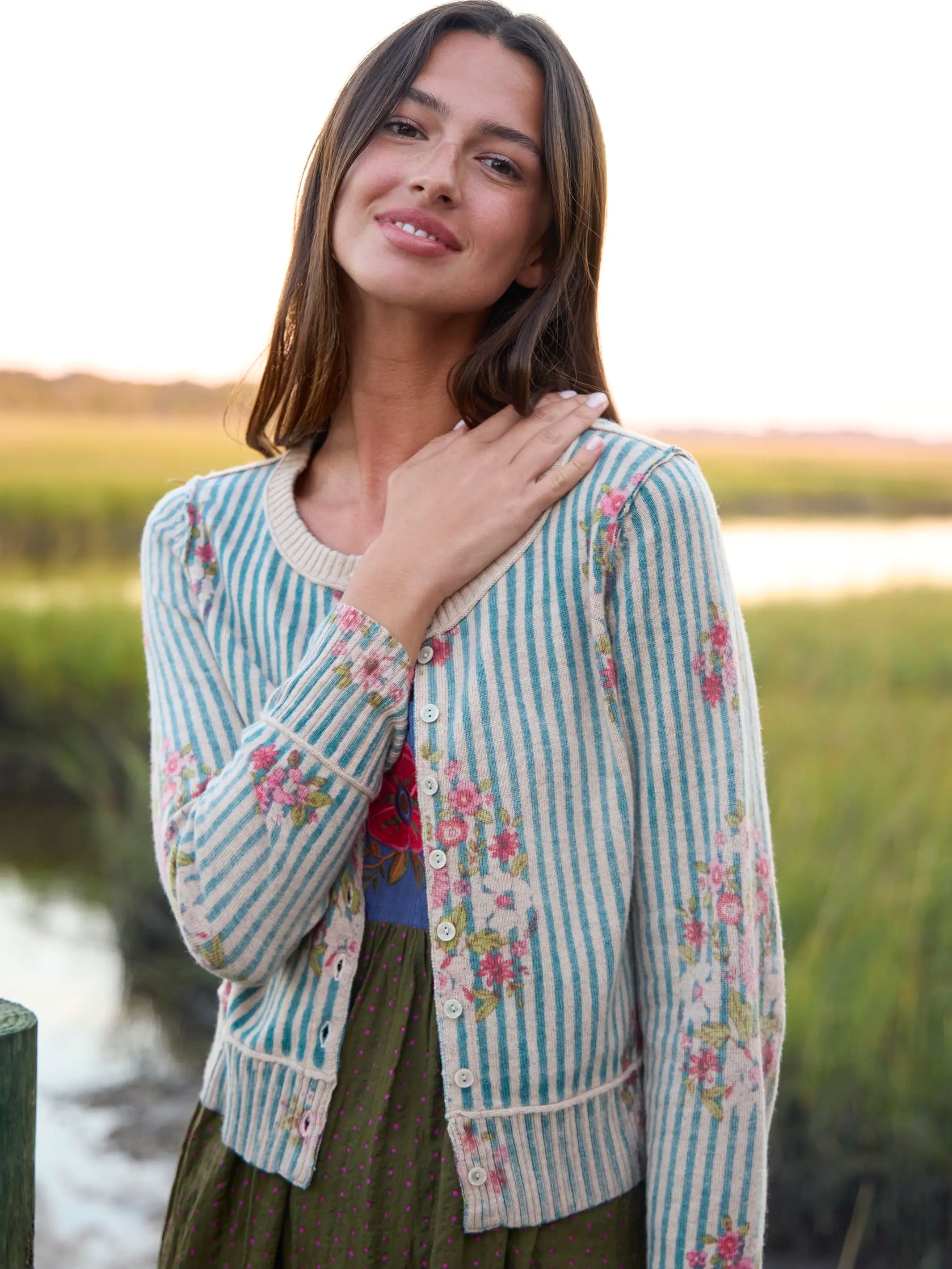 Your Everything Cardigan Sweater - Jaipur Stripe Teal