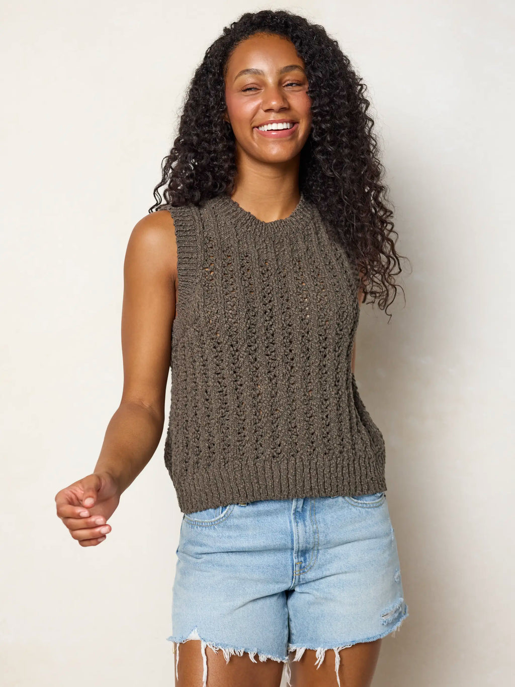 Freya Cotton Sweater Vest - Charcoal