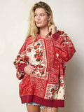 Oversized Printed Hoodie - Western Handkerchief Brick