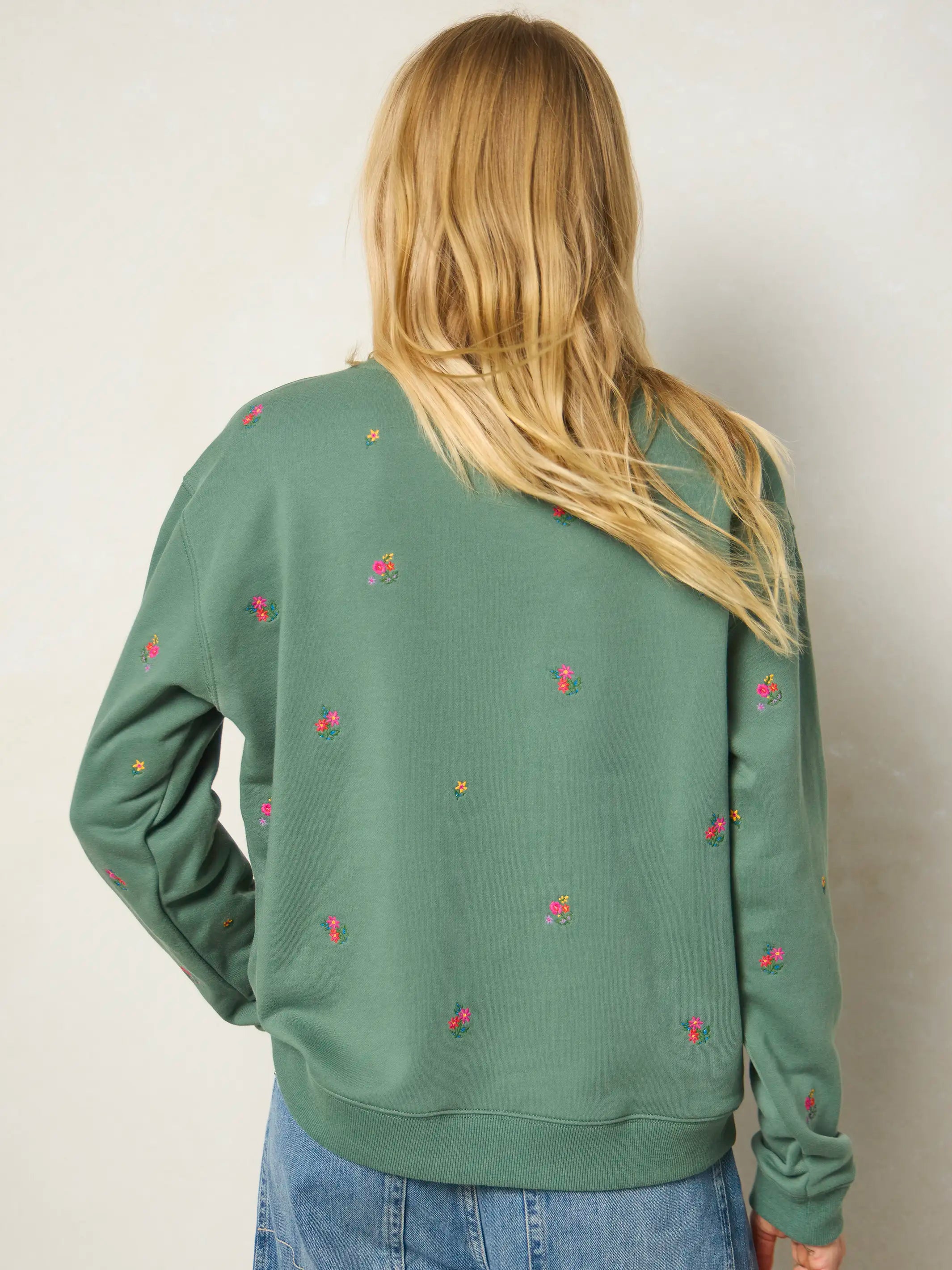 Fave Little Things Embroidered Sweatshirt - Olive Floral