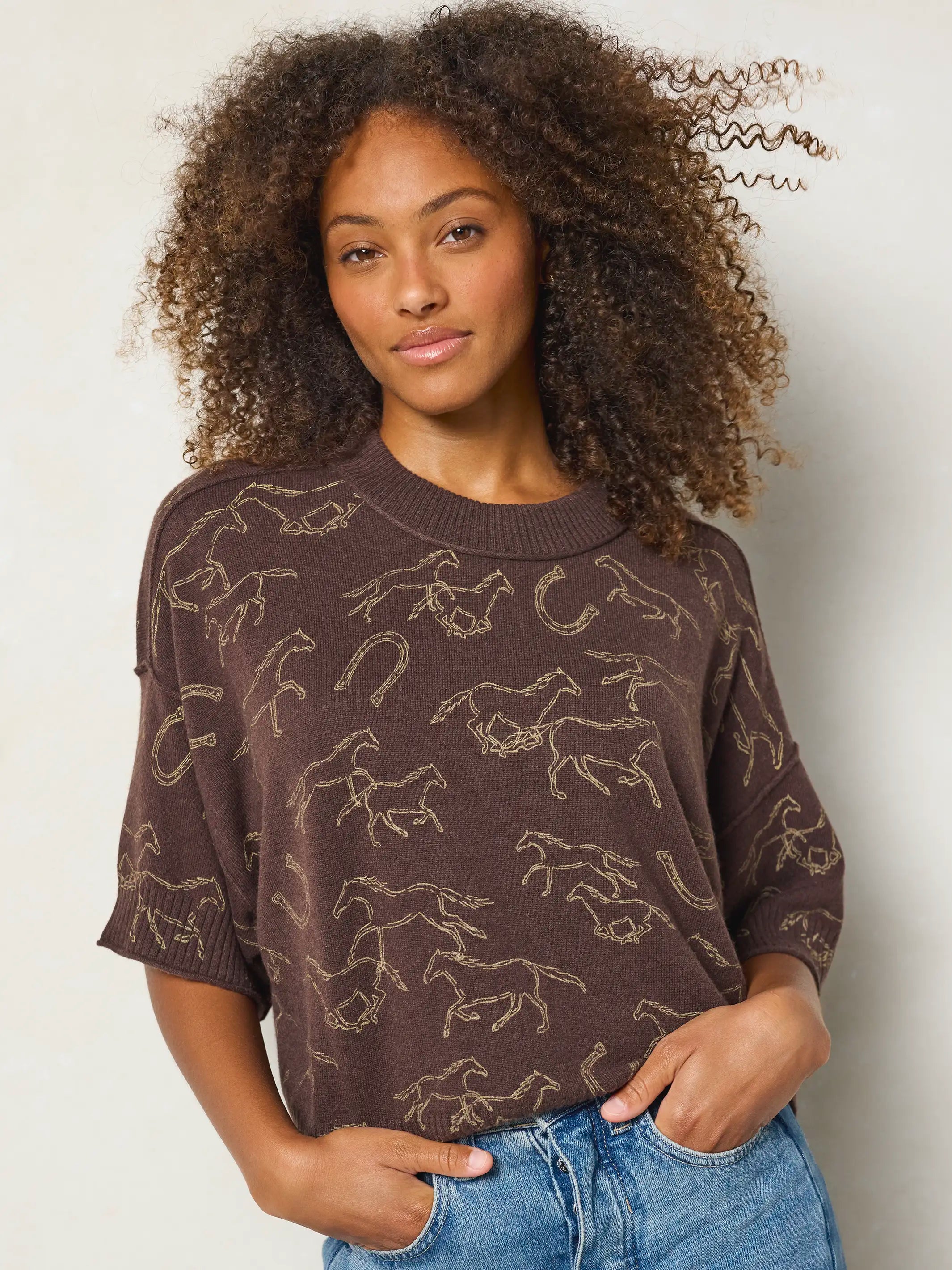Wren Boxy Sweater - Western Wild Chocolate