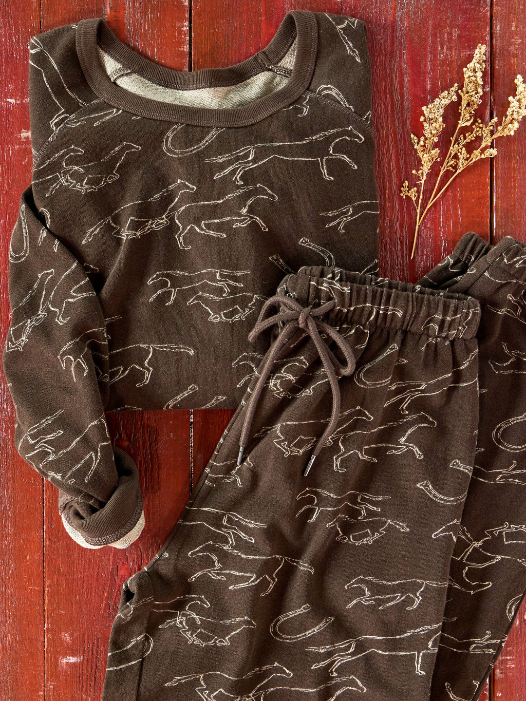 Old School Cotton Jogger Pants - Western Wild Chocolate