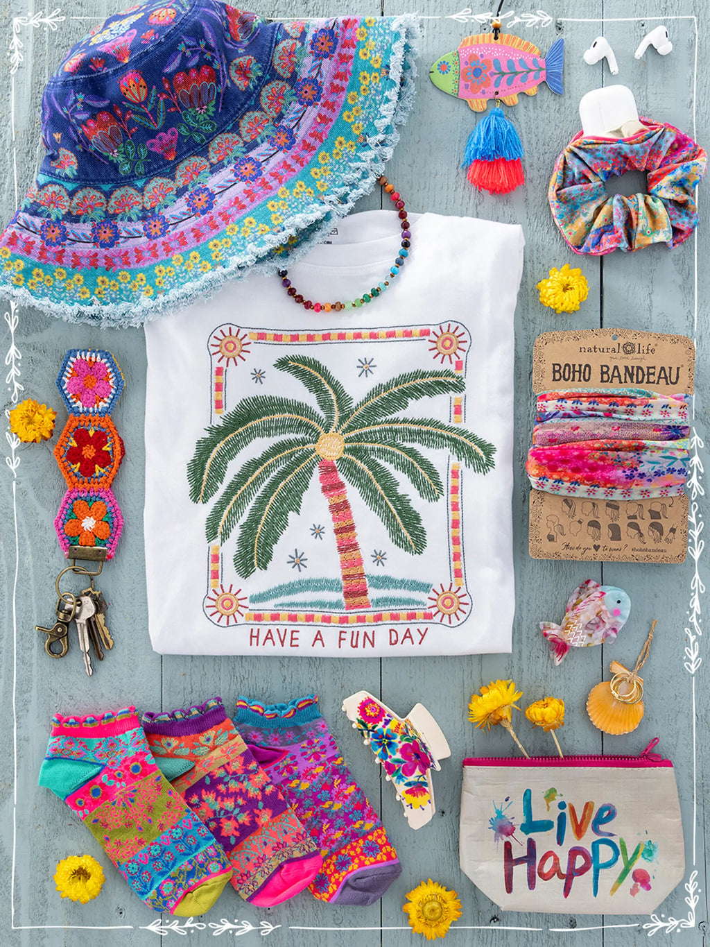 Noah Embroidered Cotton Tee - Palm Tree