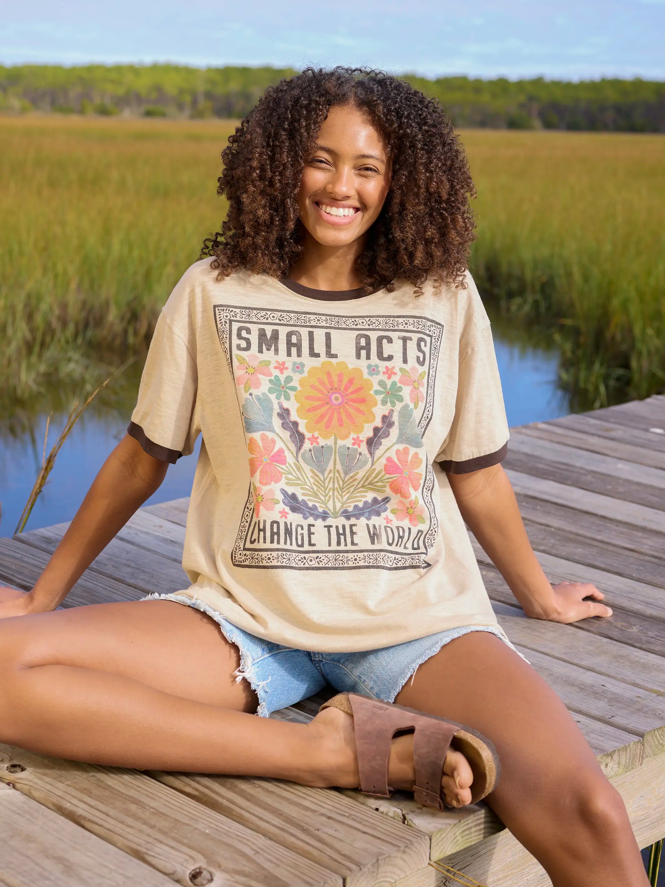Ringer Oversized Tee Shirt - Small Acts