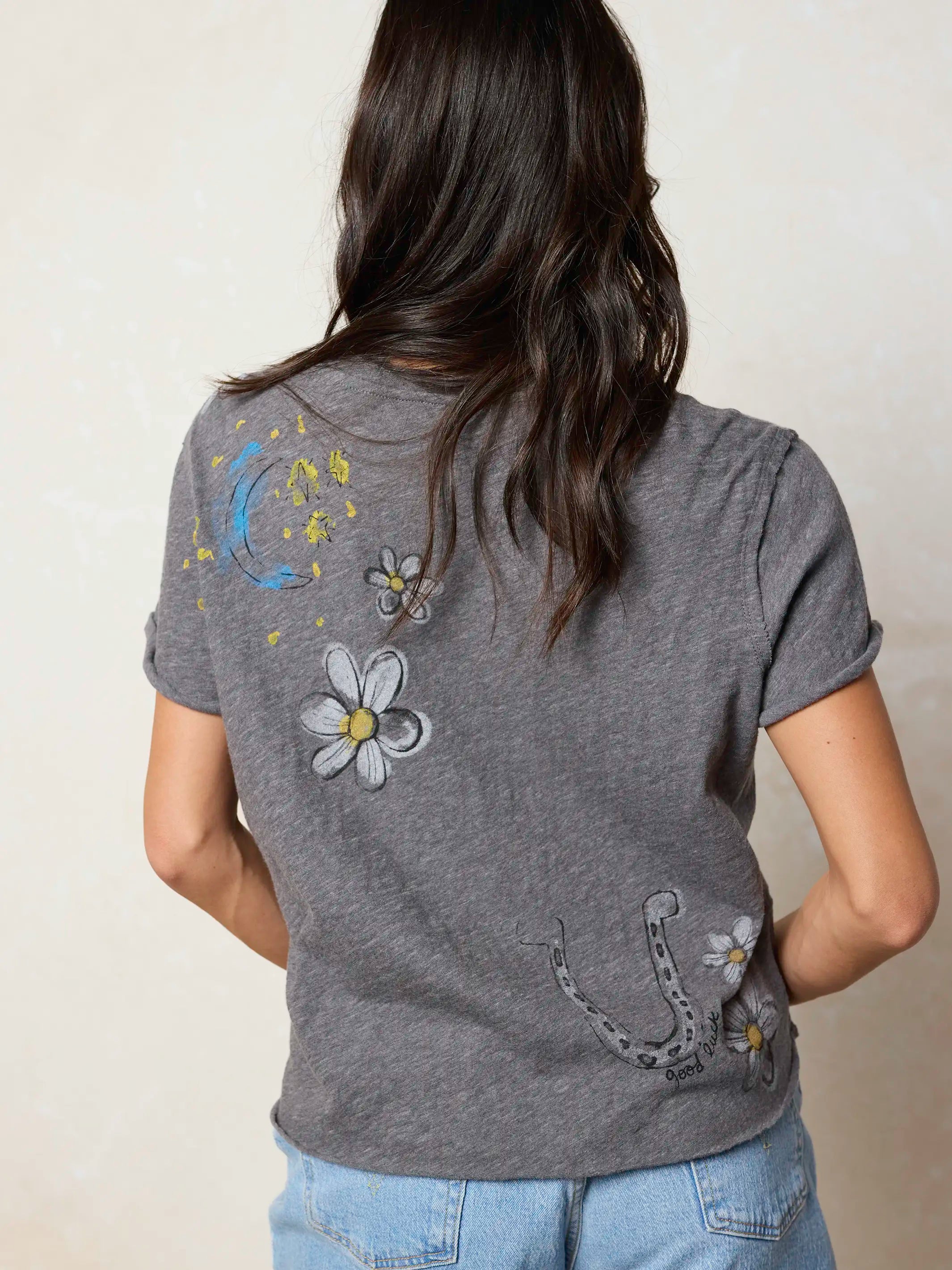 Aiden Cotton Tee -  Charcoal Live Happy