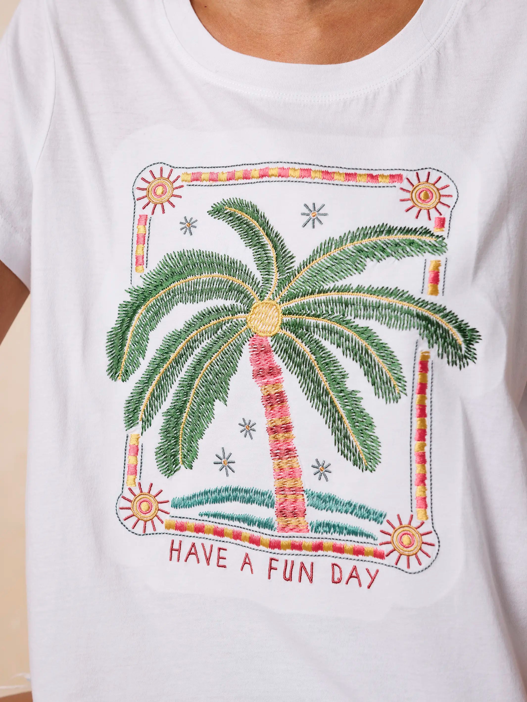 Noah Embroidered Cotton Tee - Palm Tree
